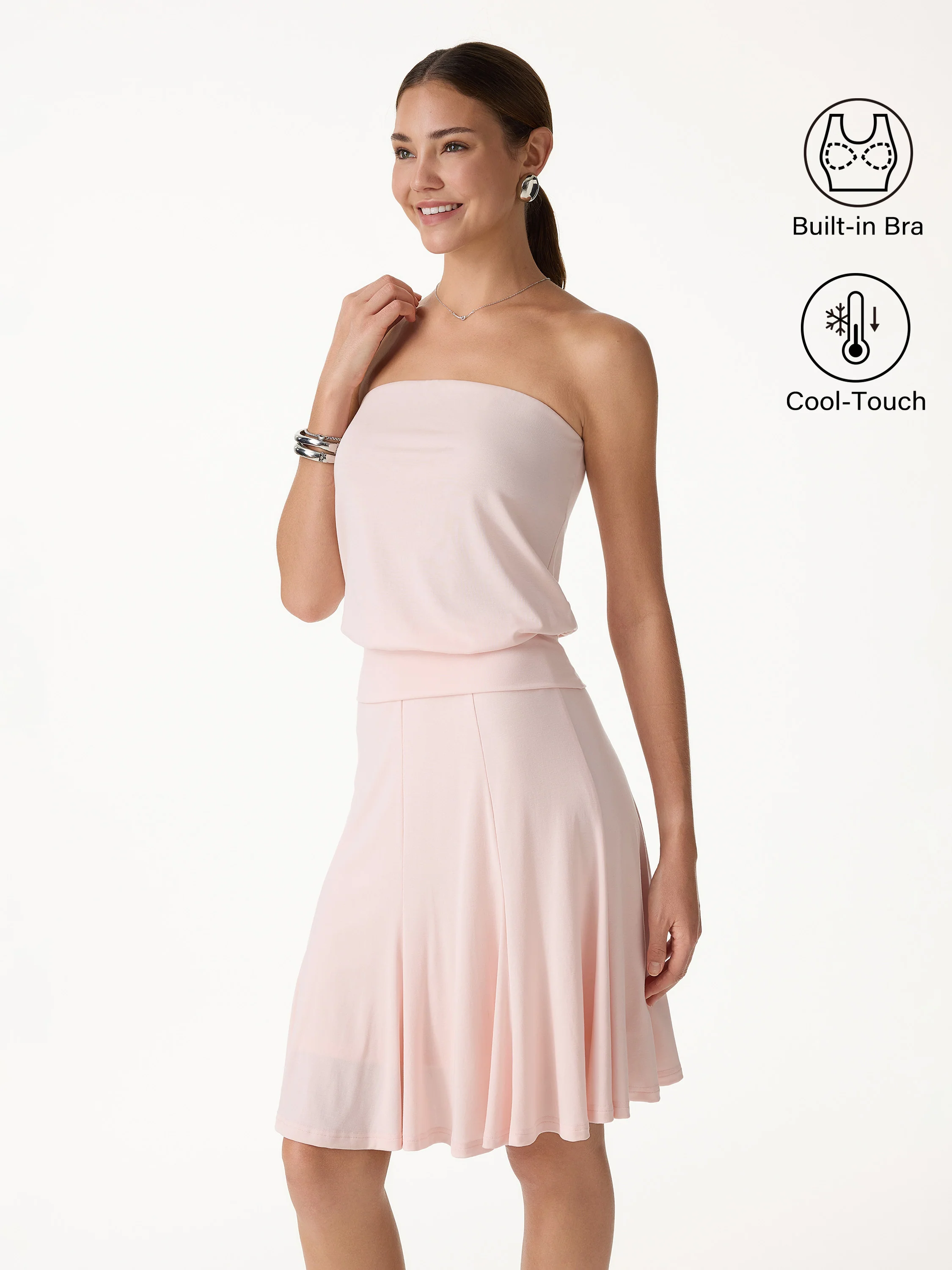 2Pcs Set Banded Hem Bra Top & Knee-Length Skirt - Image 4