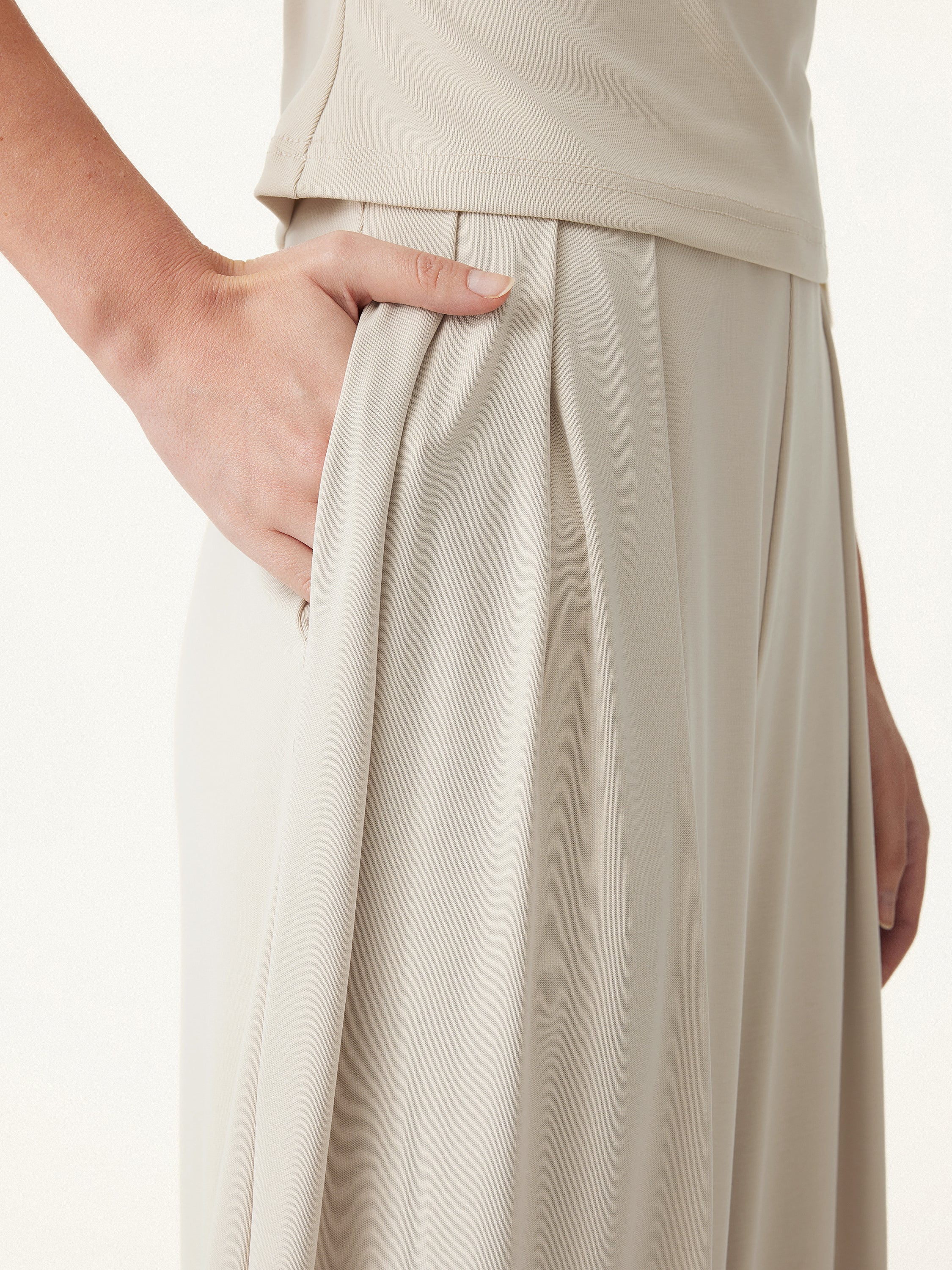 2Pcs Set Cowl Neck Ruched Top & Wide Leg Palazzo Pant with Pockets - Image 7