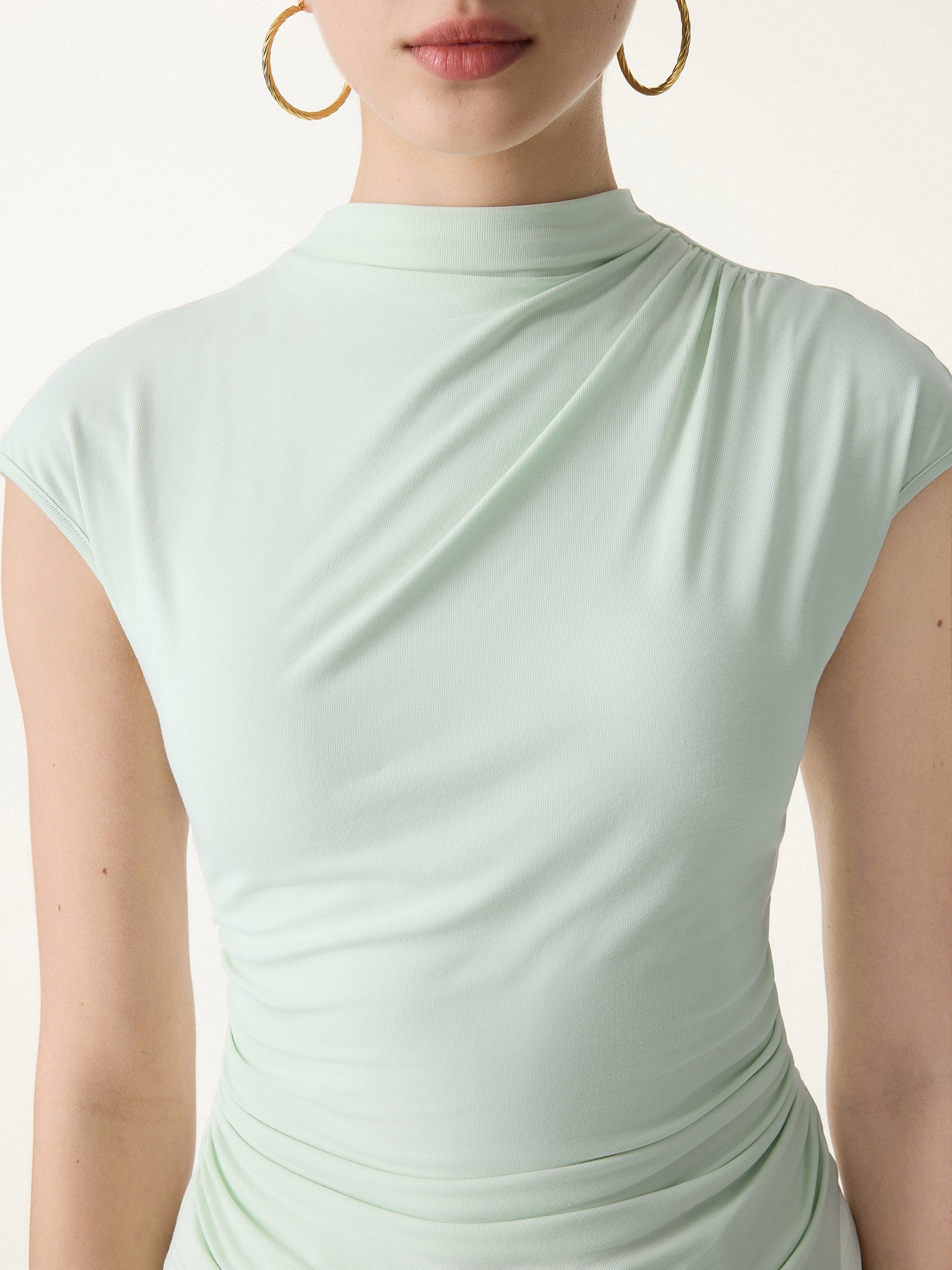 SkinKiss Mockneck Ruched Cropped Bra Top - Image 5