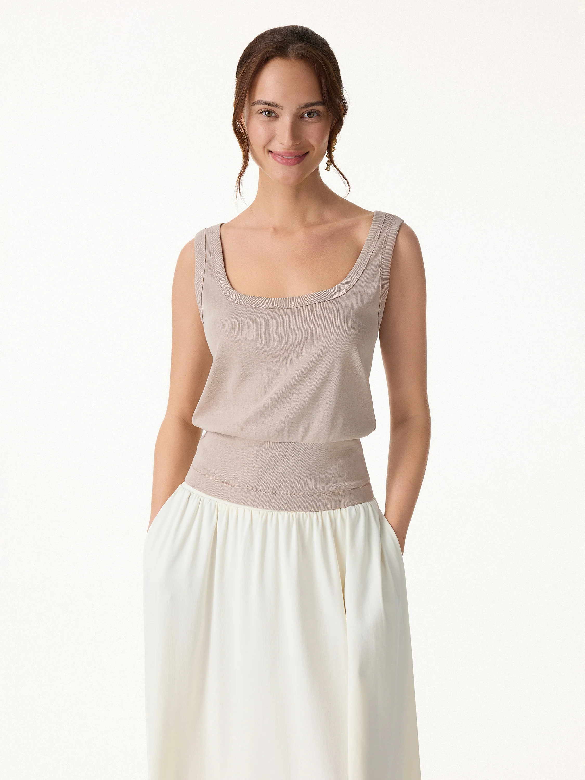 Cotton-Linen Blend Reversible Boatneck Low Back Top - Image 4