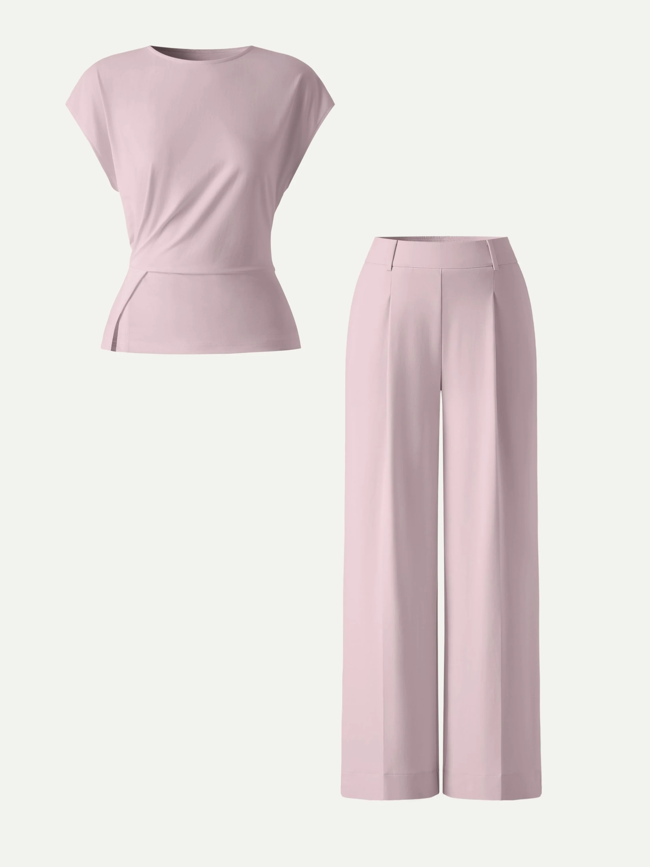 2Pcs Set Round Neck Tucked Top & Wide Leg The Success Pants - Image 10