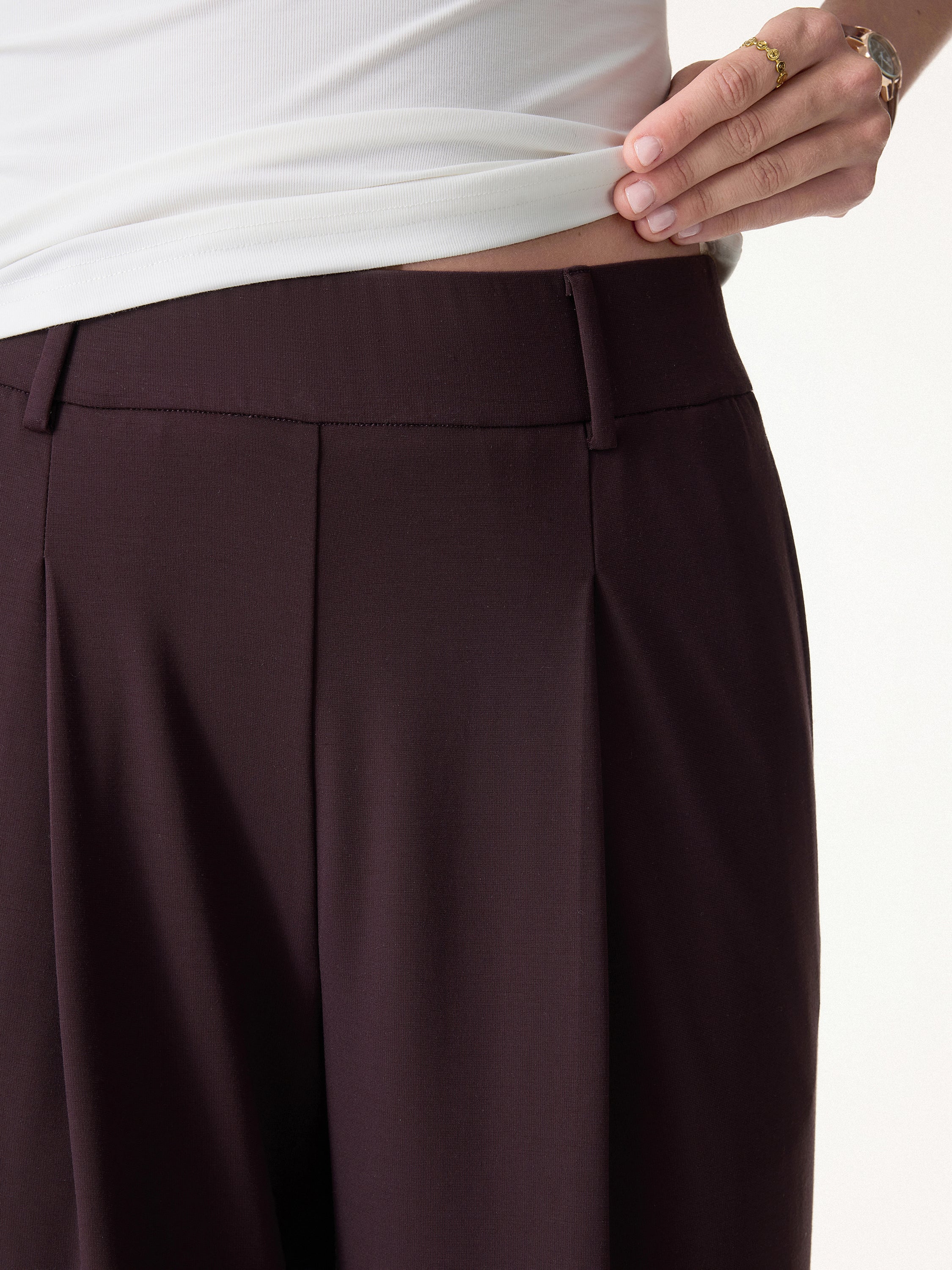 2Pcs Set Round Neck Tucked Top & Wide Leg The Success Pants - Image 4