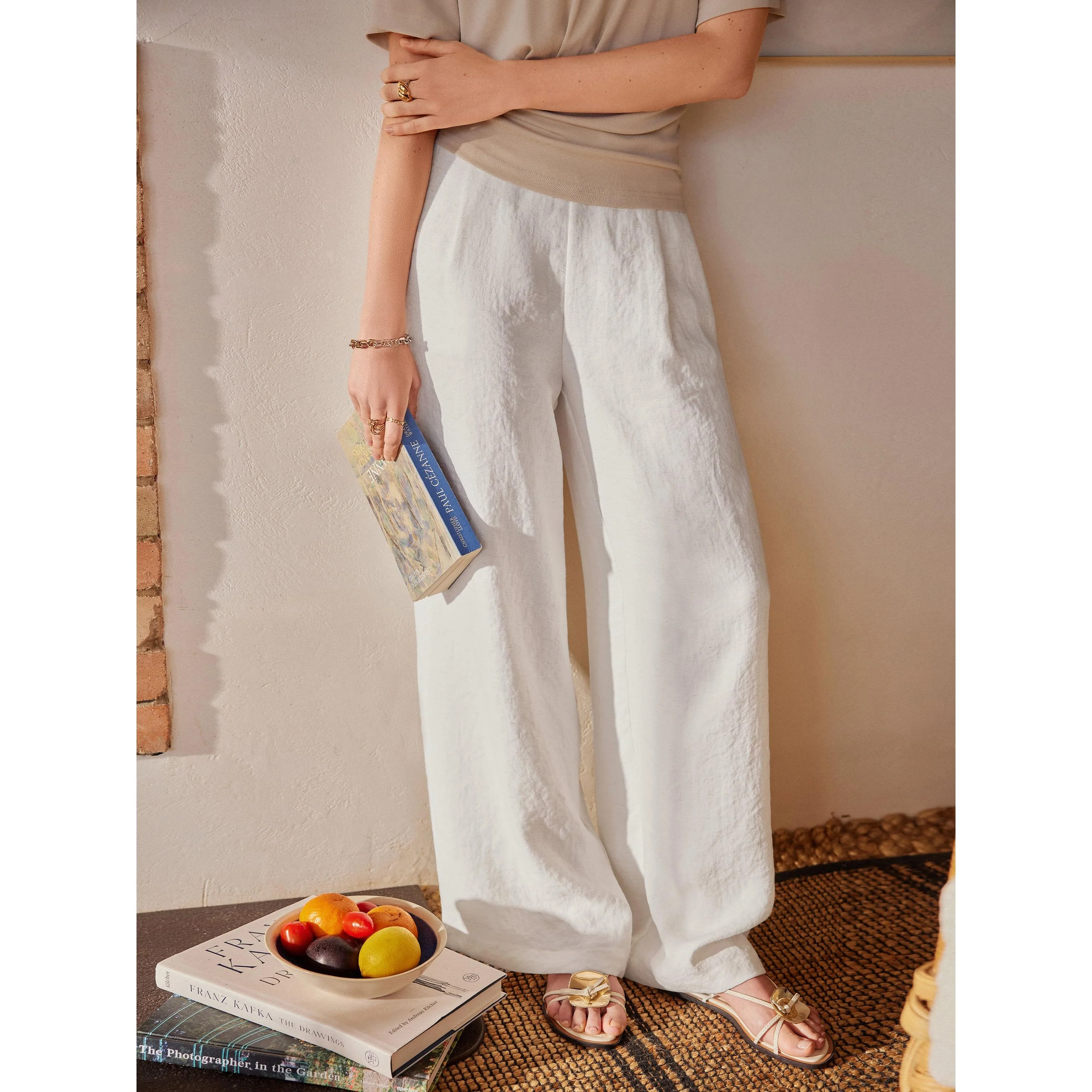 2Pcs Set Crewneck Tee & Mid Rise Wide Leg Pant with Pockets - Image 3