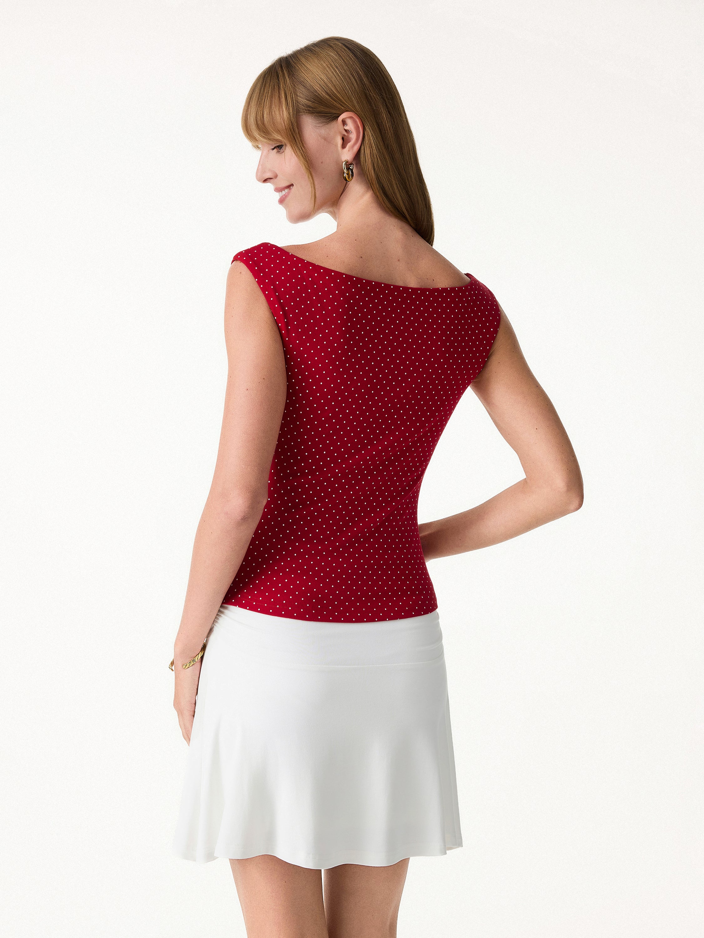 2Pcs Set Polka Dot Boatneck Bra Top & A-Line Flare Skirt Limited Edition - Image 6