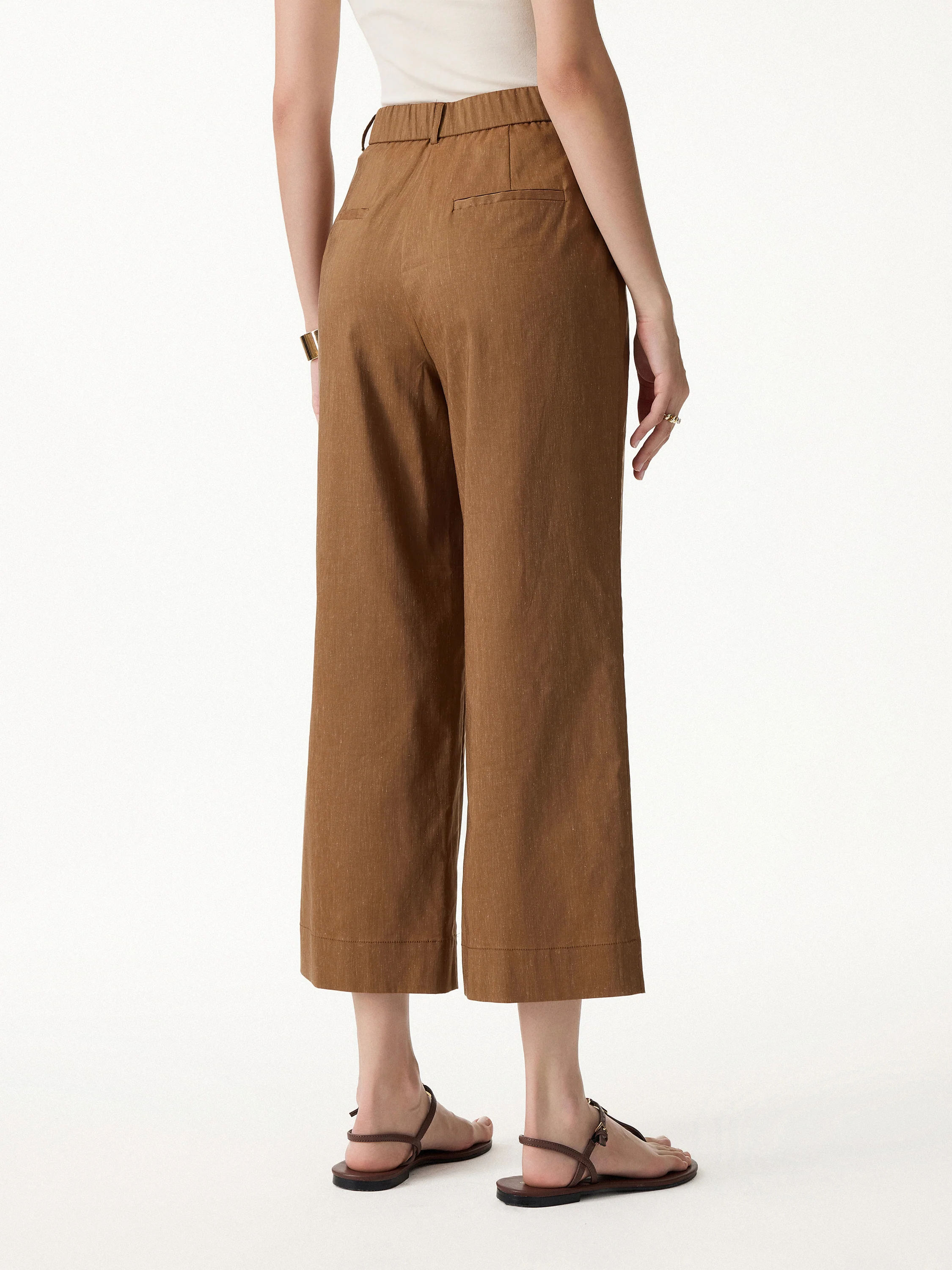 Linen Cropped Wide Leg Pants - Image 4
