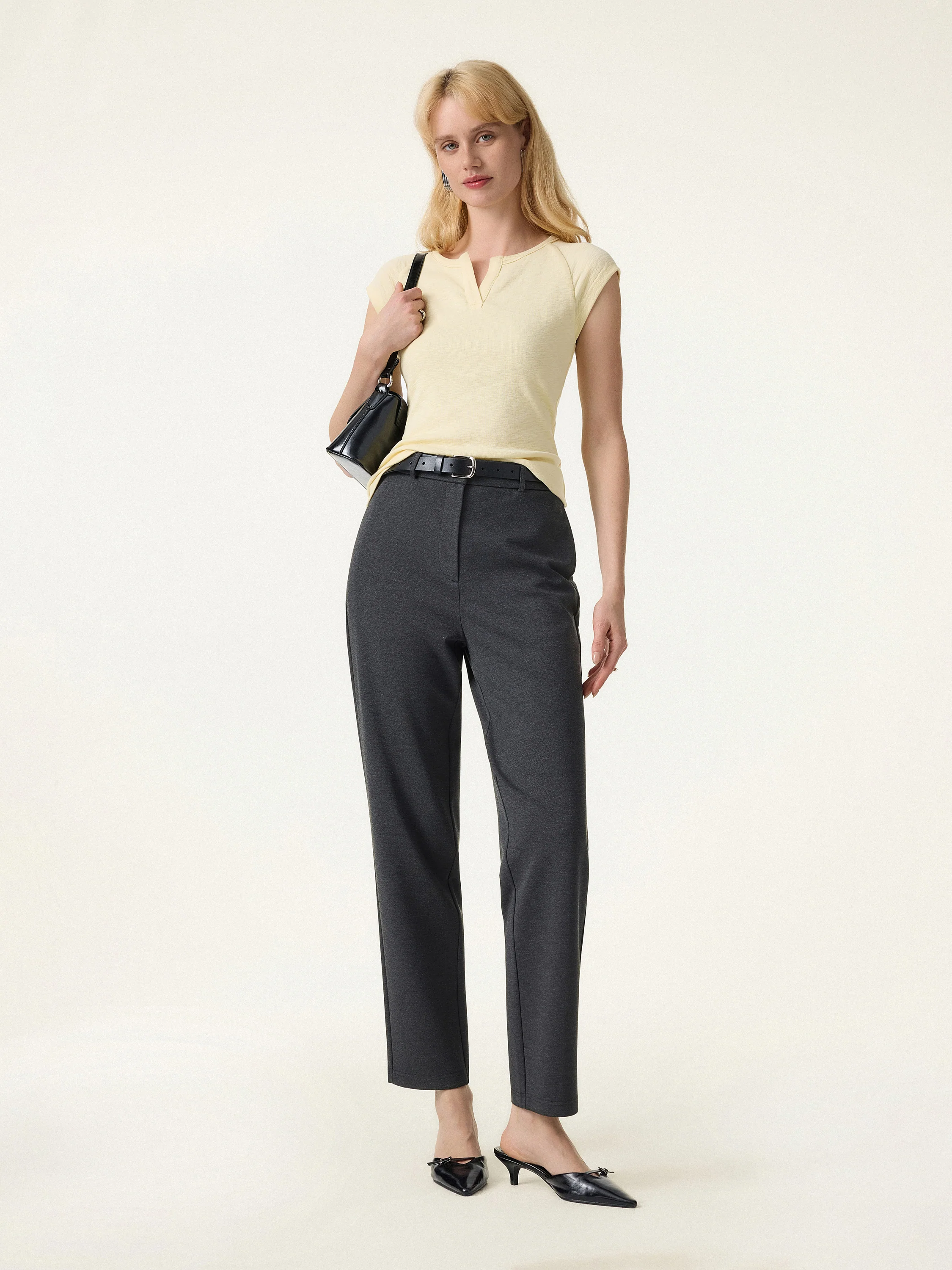 4-Way Stretch High Rise Tapered Leg Pant with Pockets - Image 2