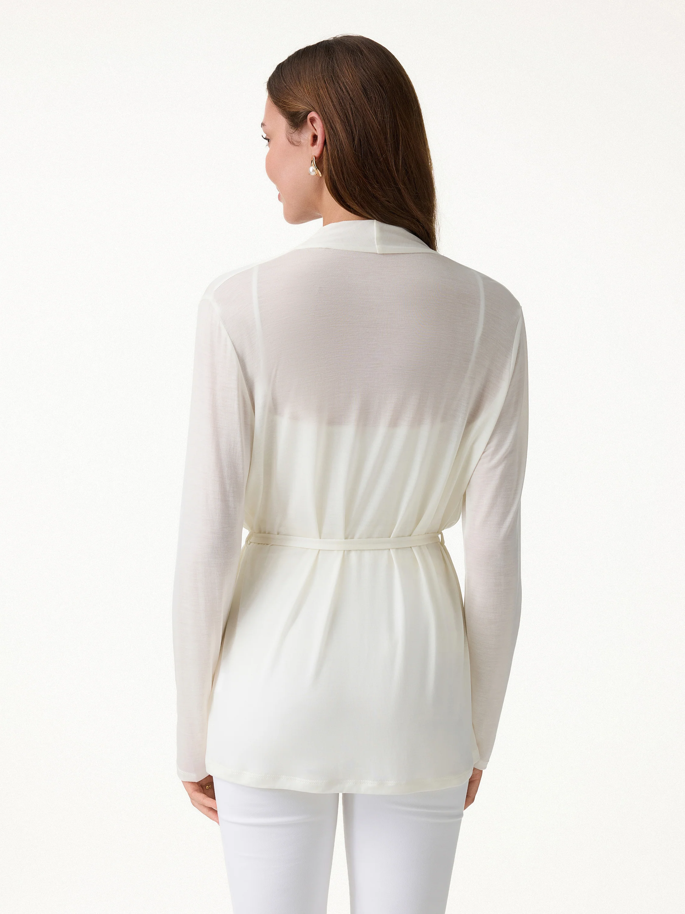Airy Soft Open Front Cardigan with Tie - Image 4