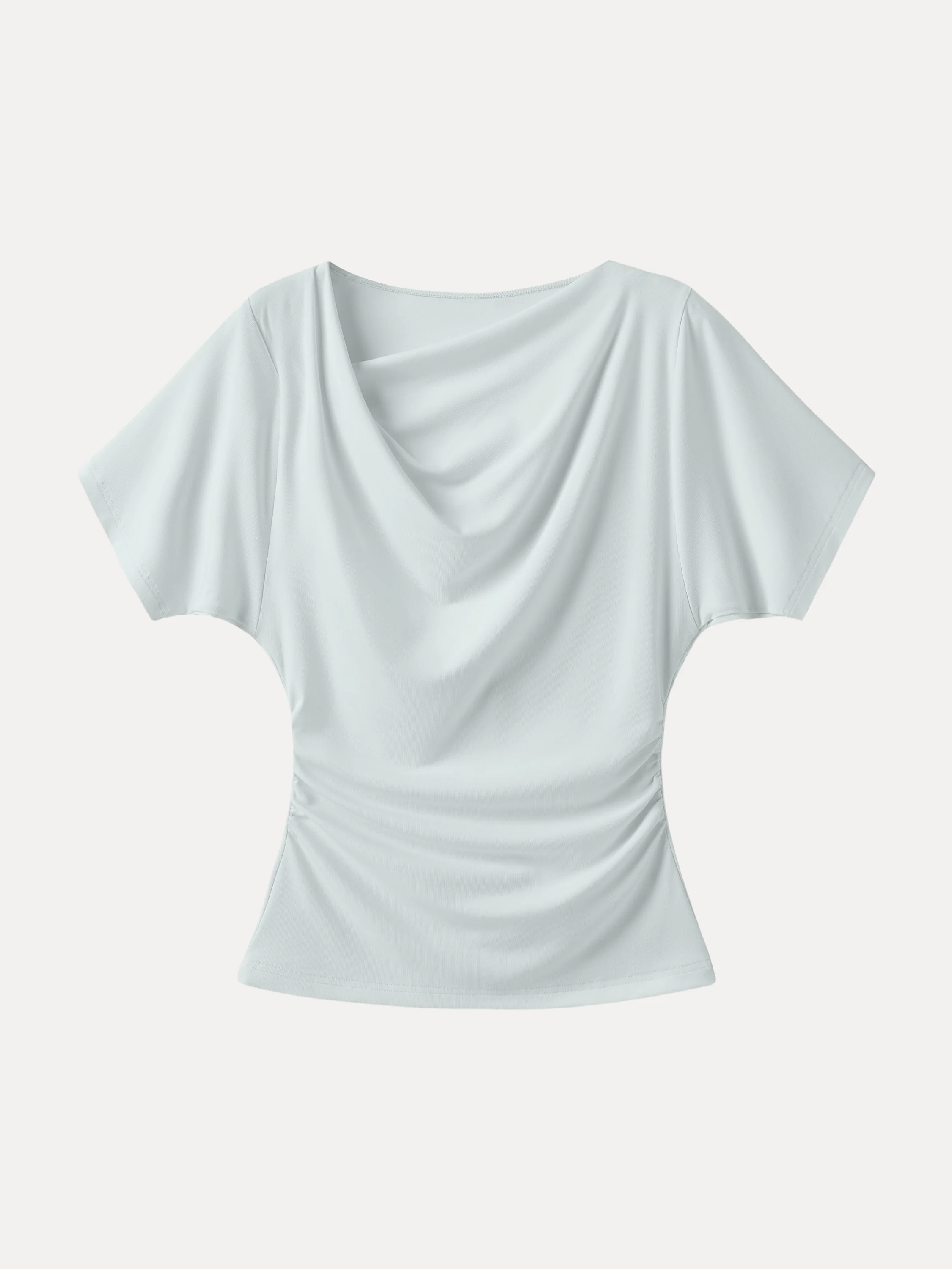 Asymmetrical Cowl Neck Ruched Top - Image 11