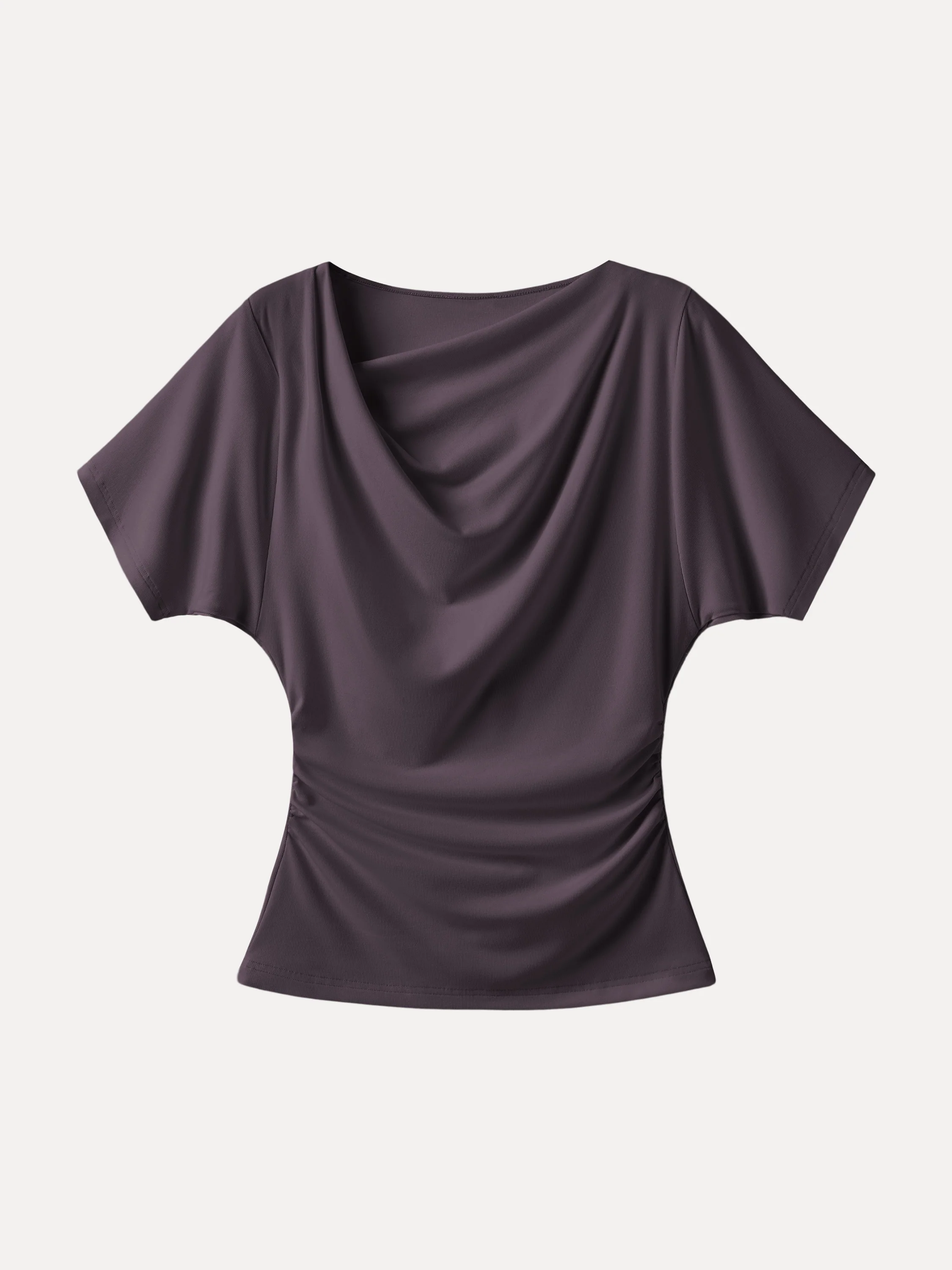 Asymmetrical Cowl Neck Ruched Top - Image 14