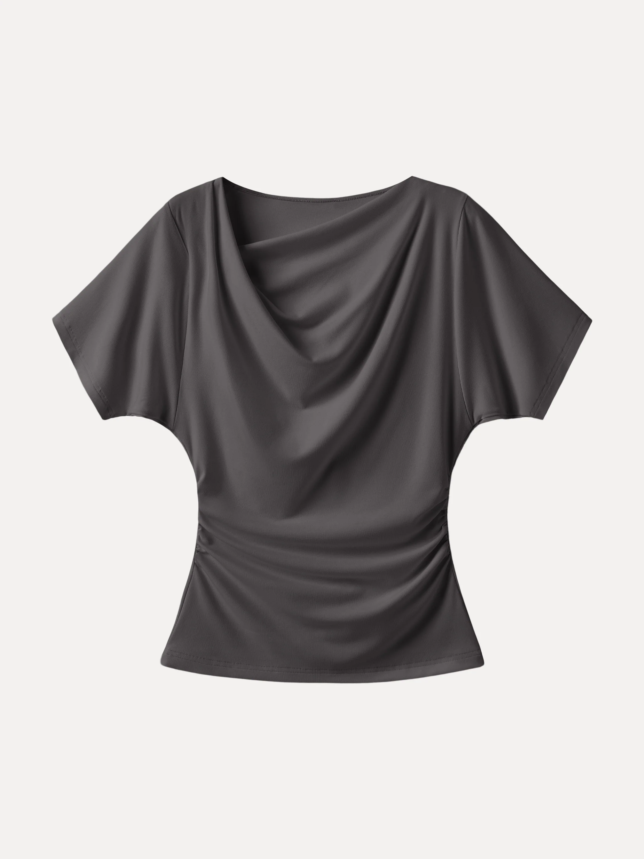 Asymmetrical Cowl Neck Ruched Top - Image 15