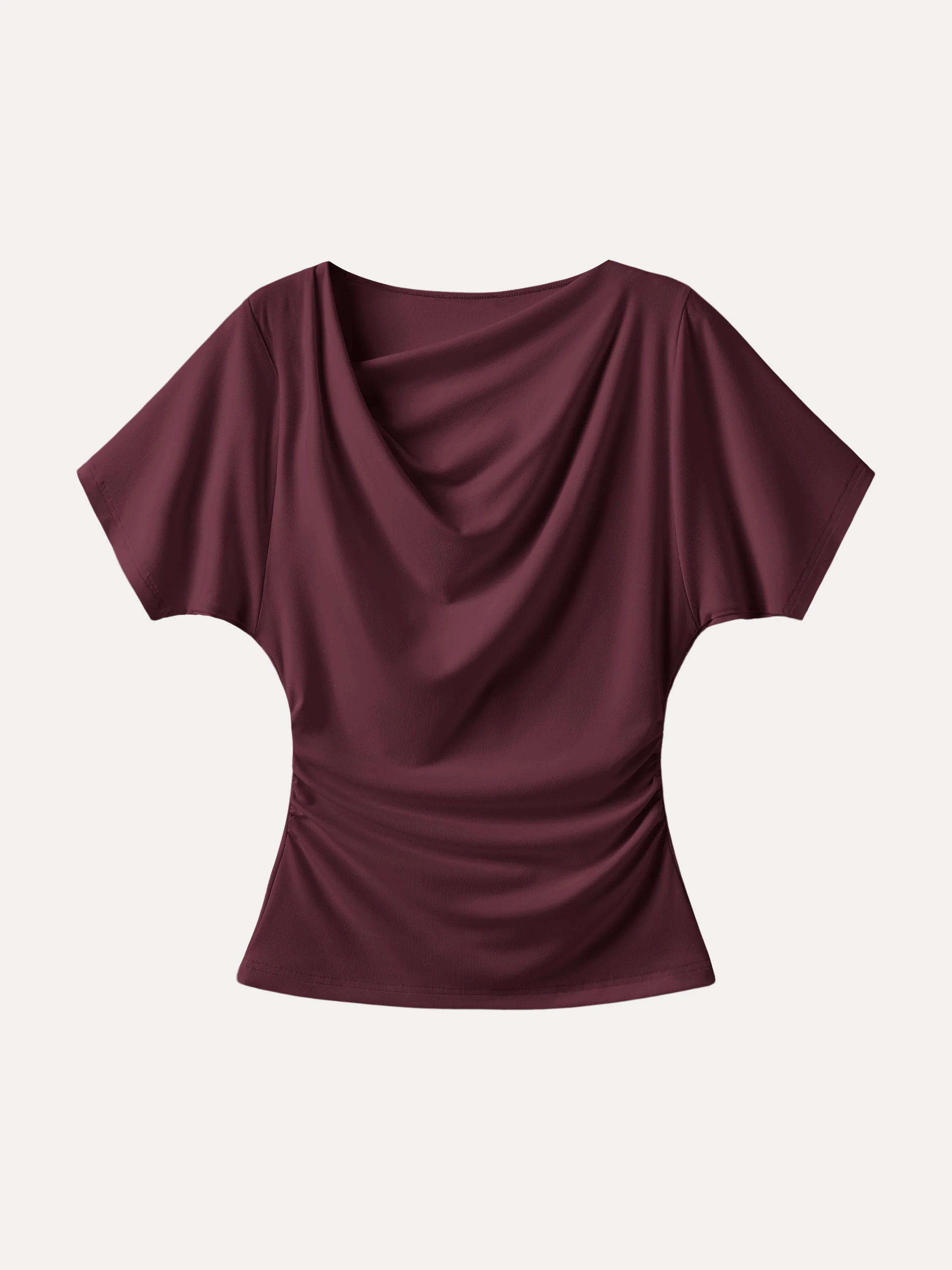 Asymmetrical Cowl Neck Ruched Top - Image 9