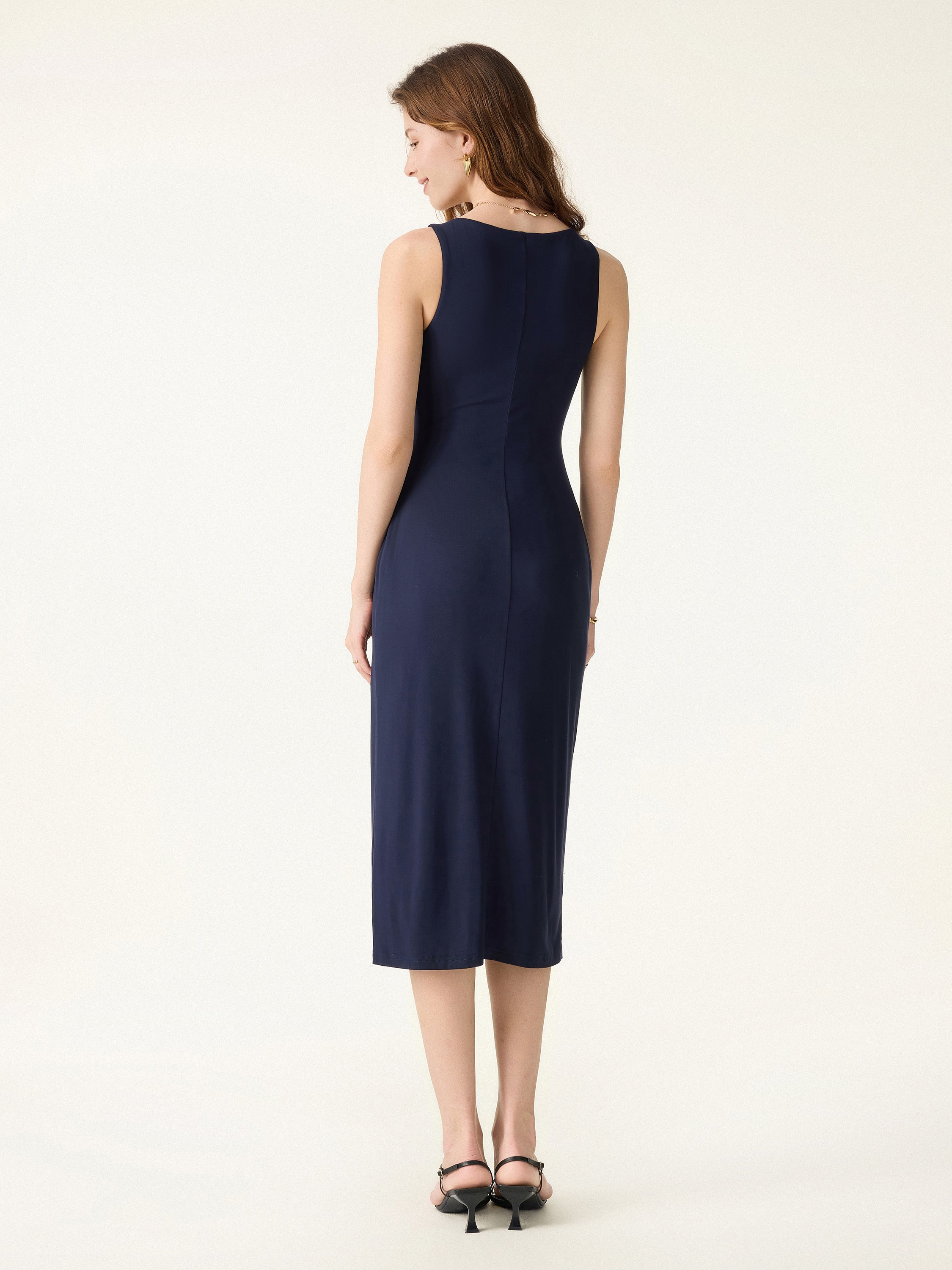 Back Smoothing Bandless Square Neck Midi Bra Dress - Image 2