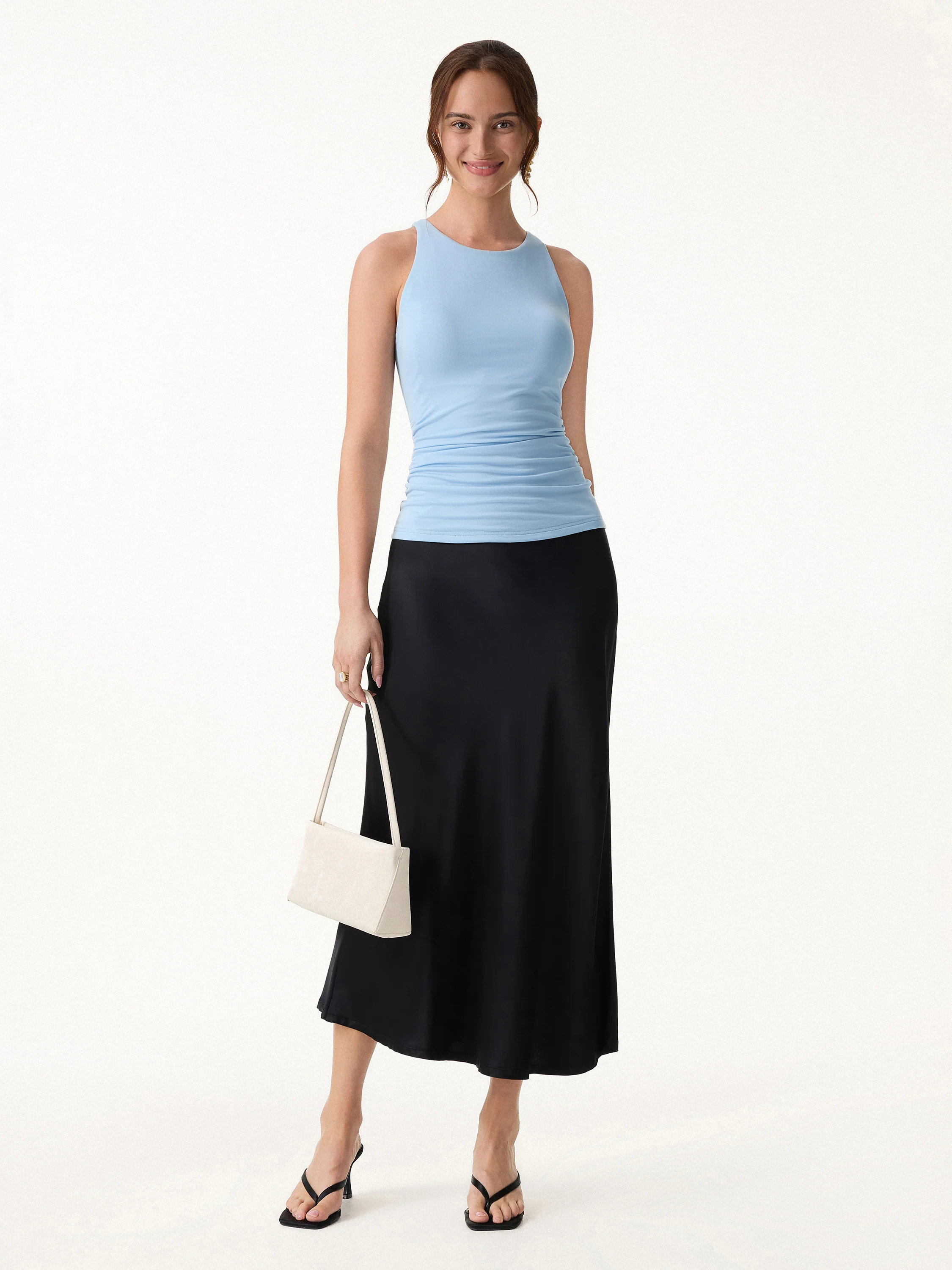 Back Smoothing Ruched Sleeveless Bandless Bra Top - Image 2