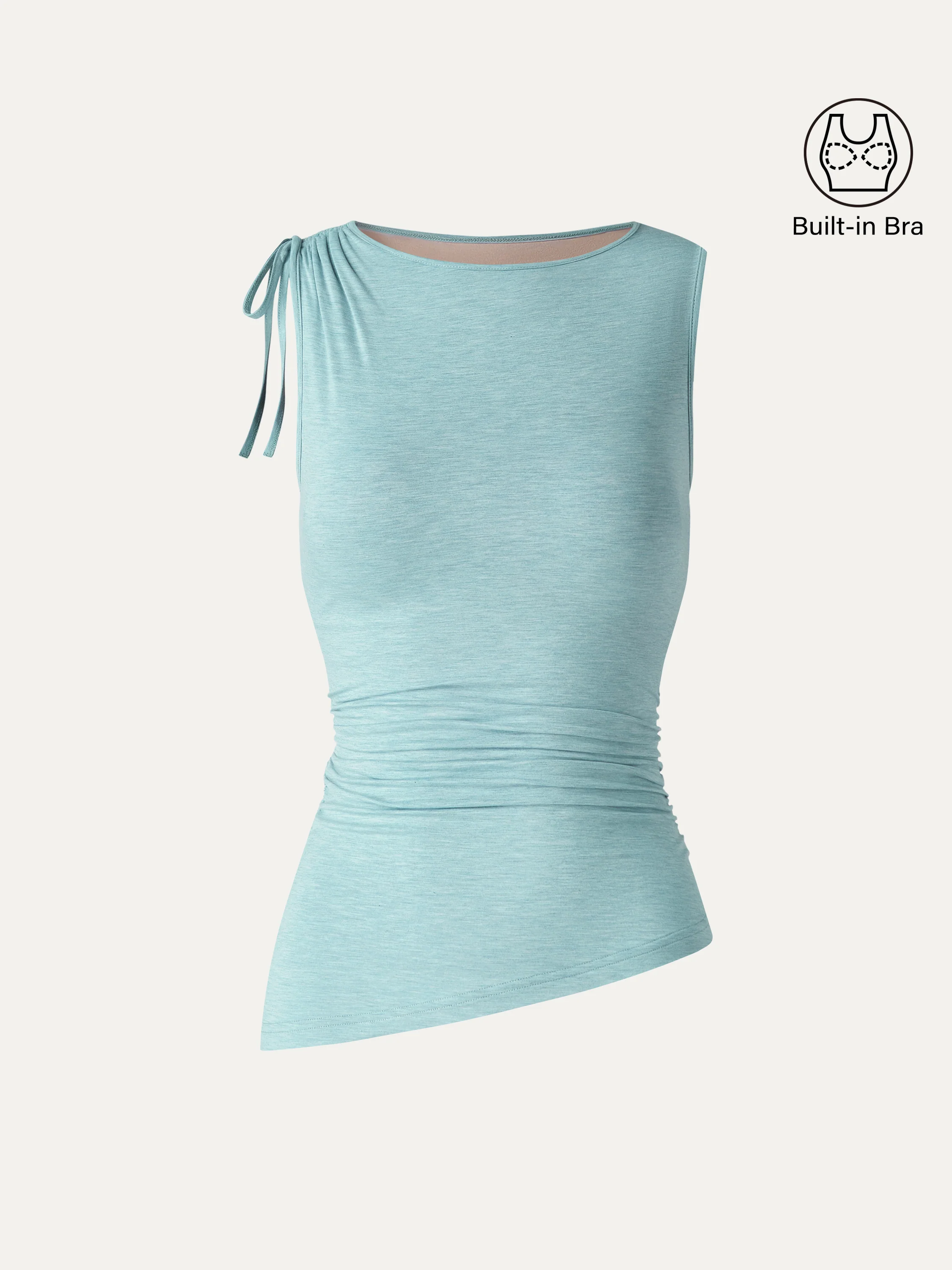 Bamboo Heathered Boatneck Ruched Bra Top - Image 7