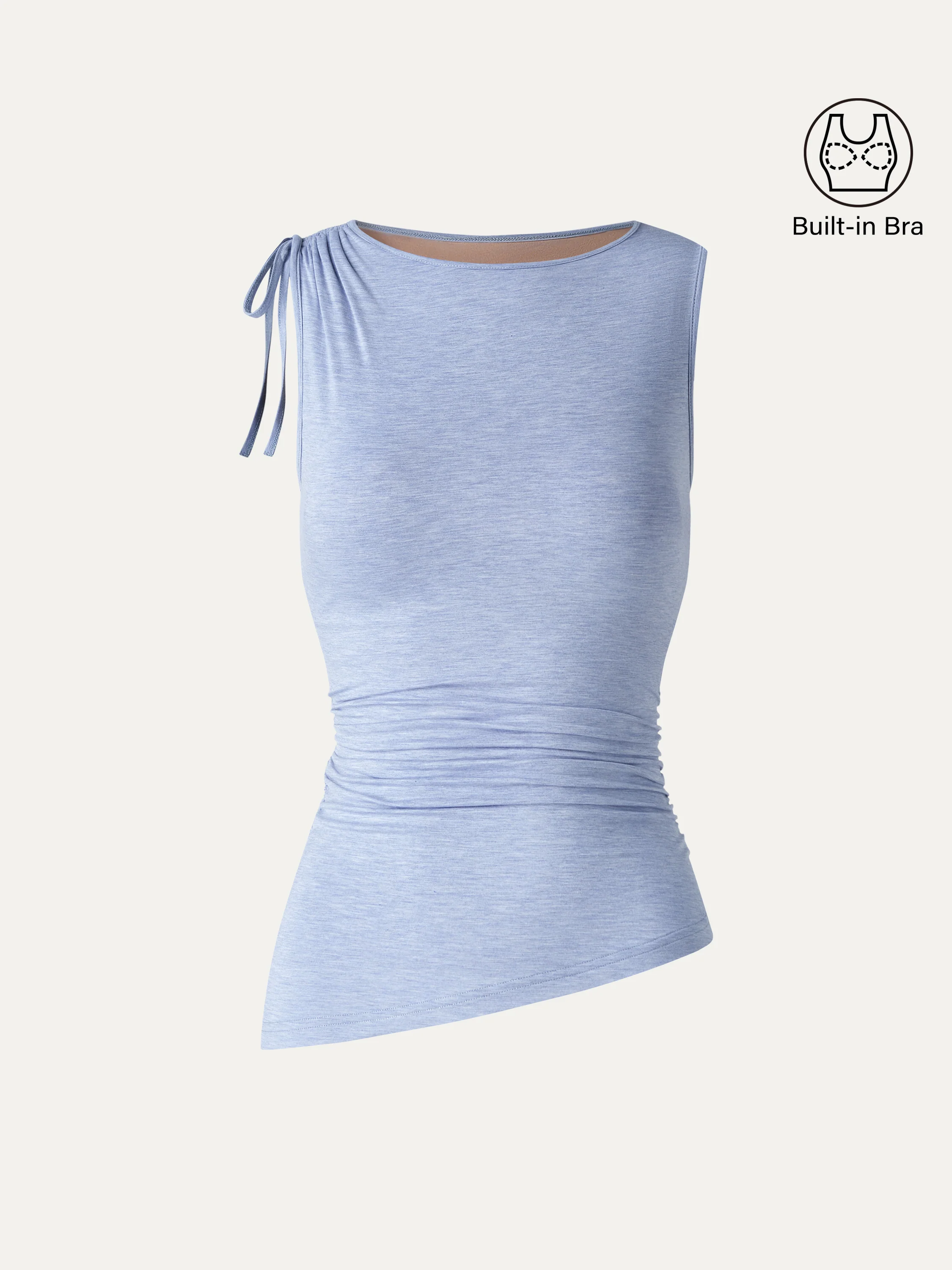 Bamboo Heathered Boatneck Ruched Bra Top - Image 9