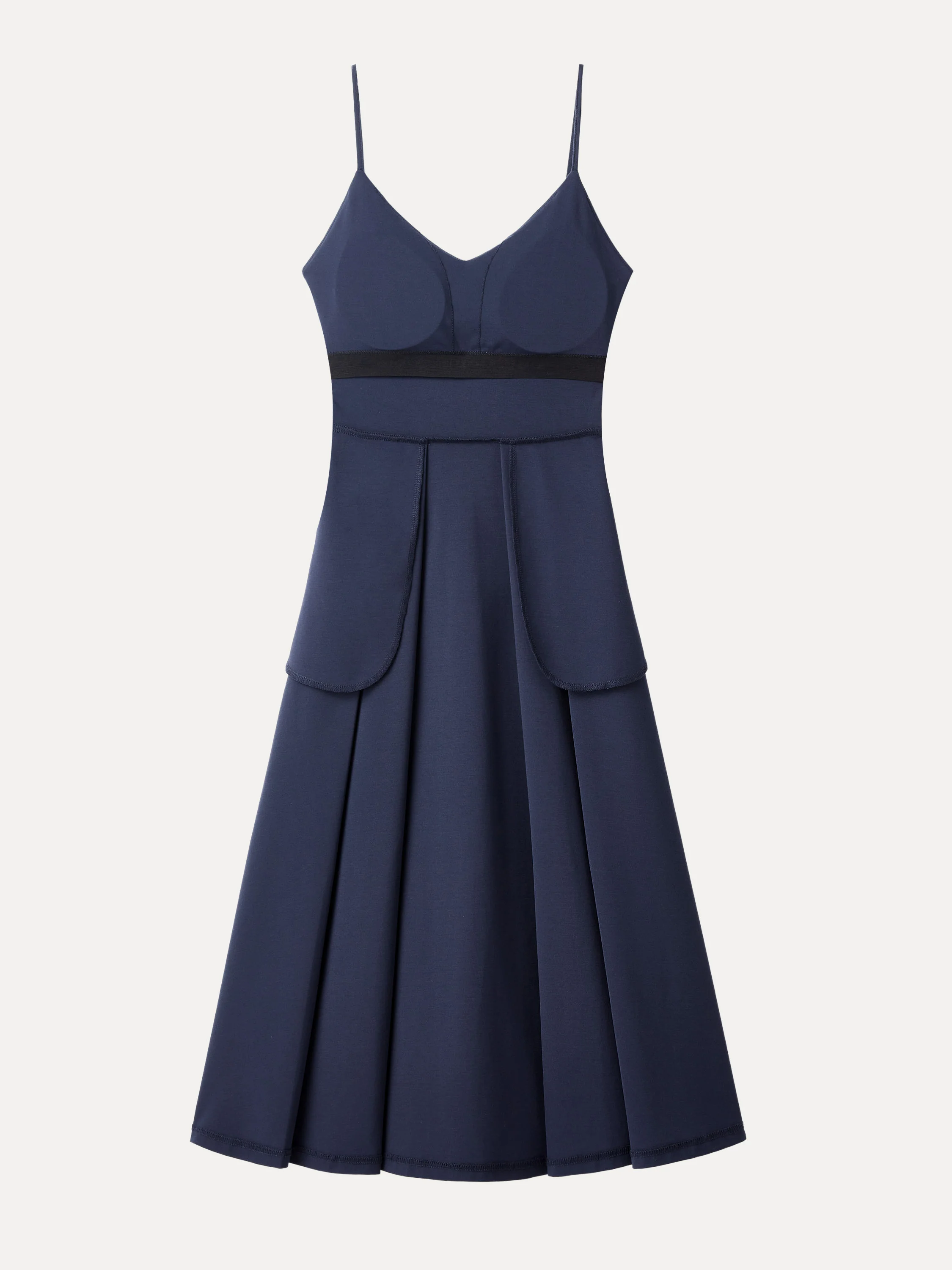 Bamboo Ponte V-neck Fit-and-flare Midi Bra Sundress with Pockets - Image 6