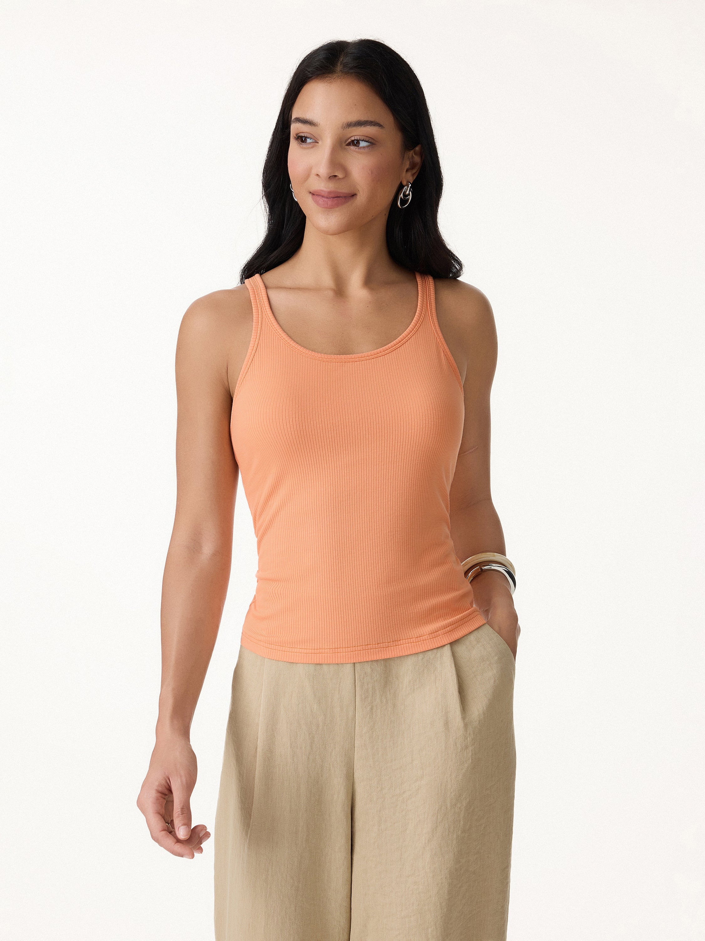 Cool-Touch Ribbed Scoop Neck Racer Back Bra Tank - Image 4
