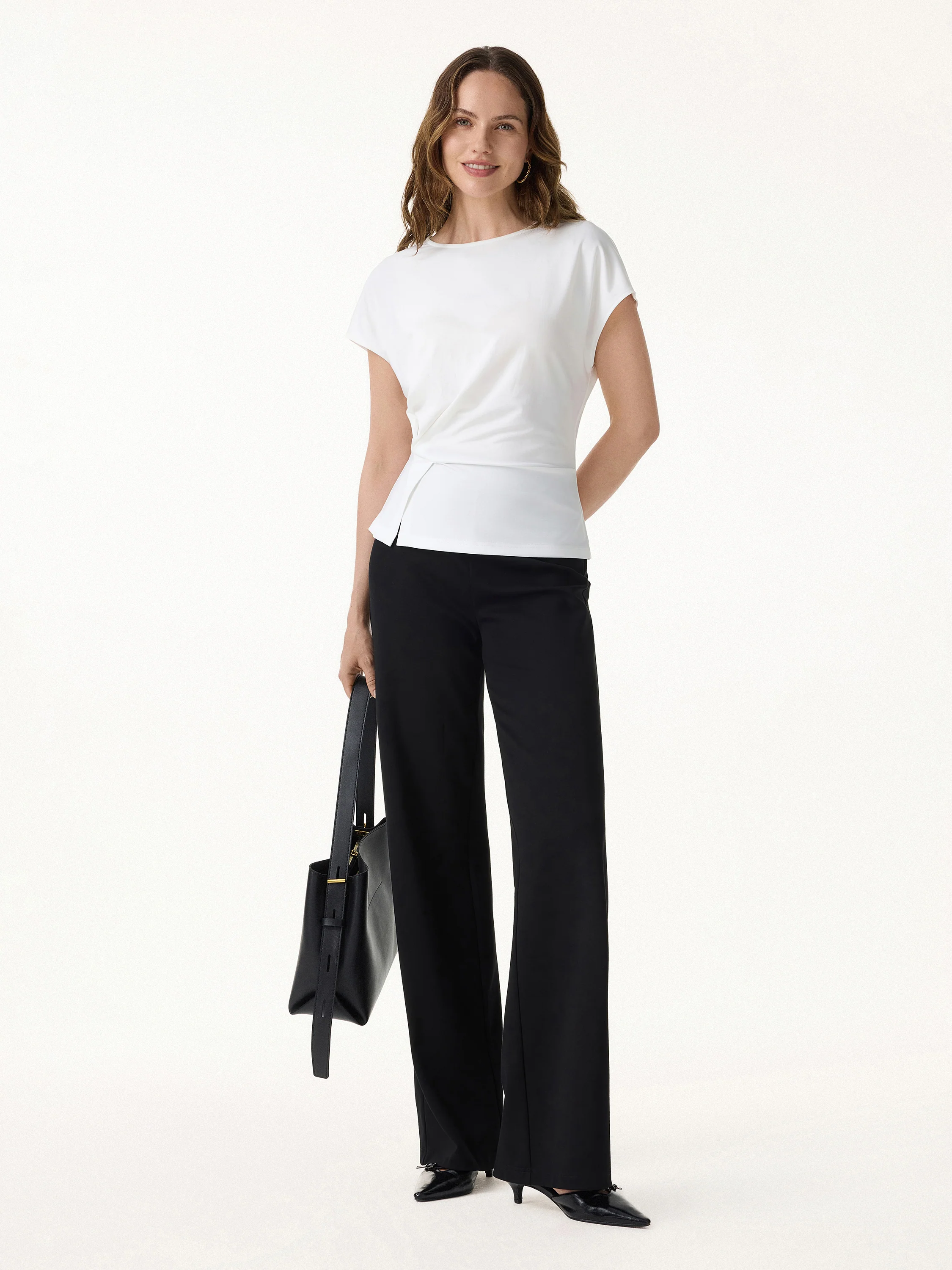 Cooling Ponte Relaxed Round Neck Tucked Top - Image 2