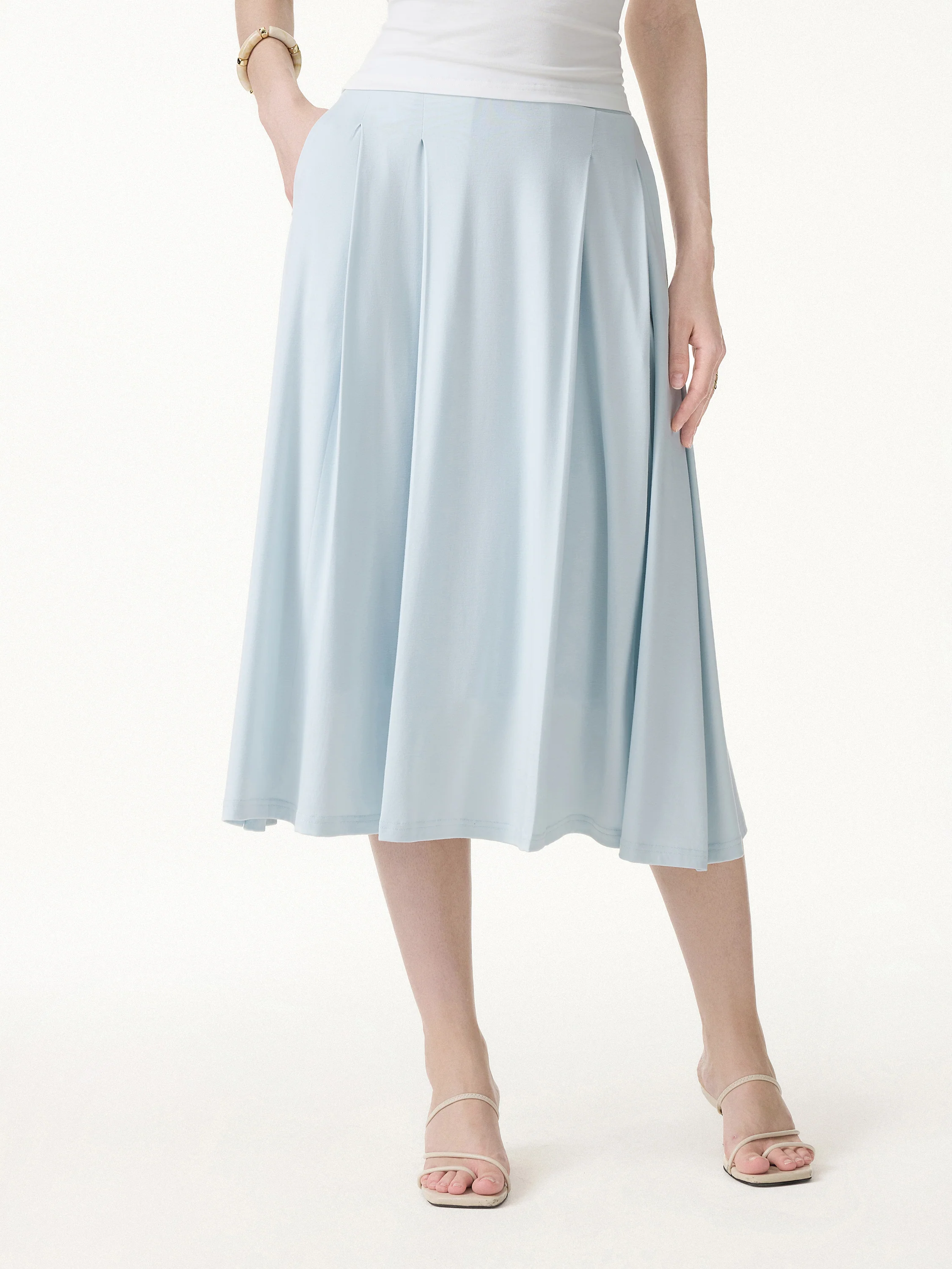 CoolTouch Circle Flare Midi Skirt with Pockets - Image 3