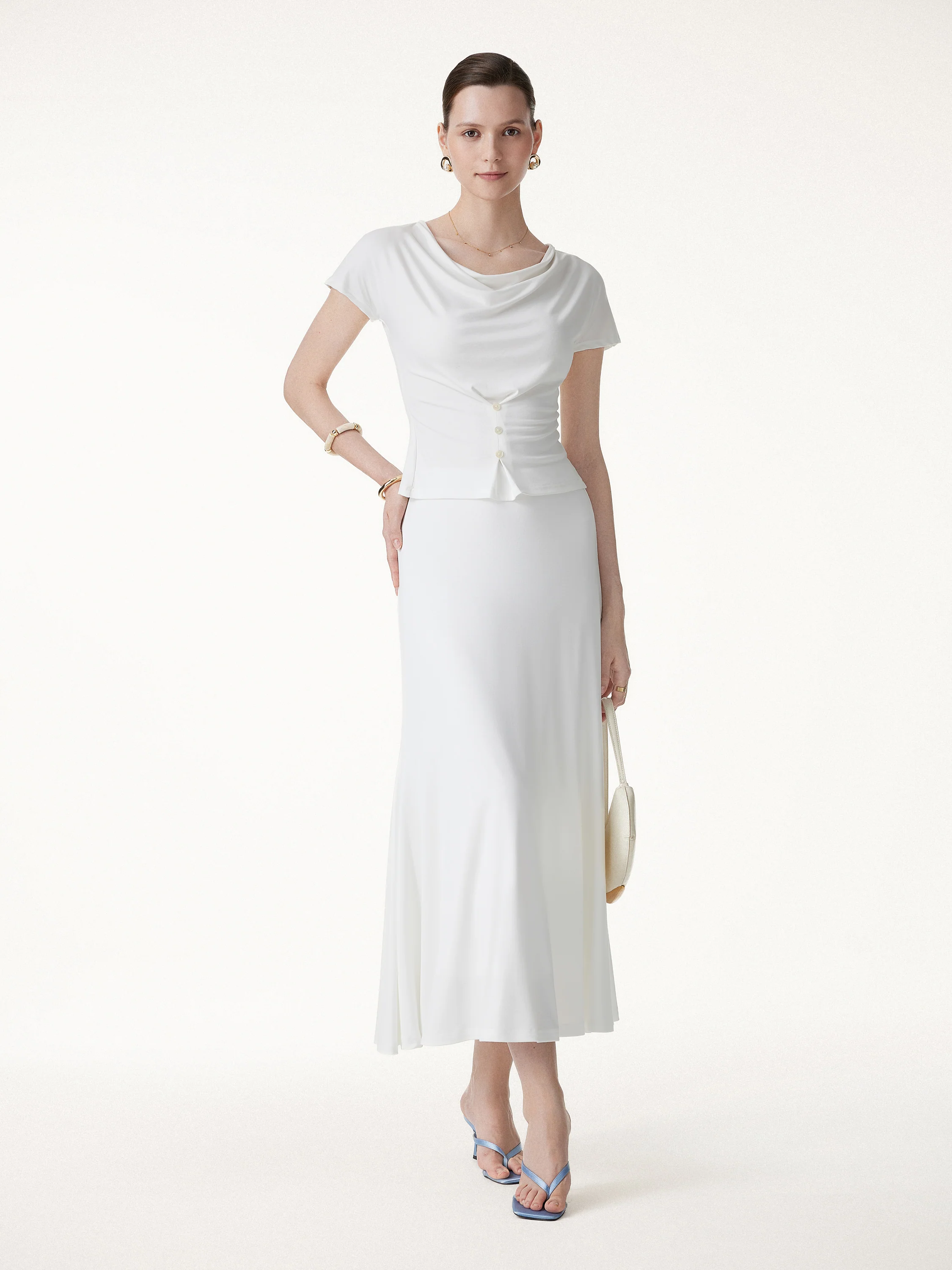 CoolTouch Cowl Neck Cap Sleeve Top - Image 2