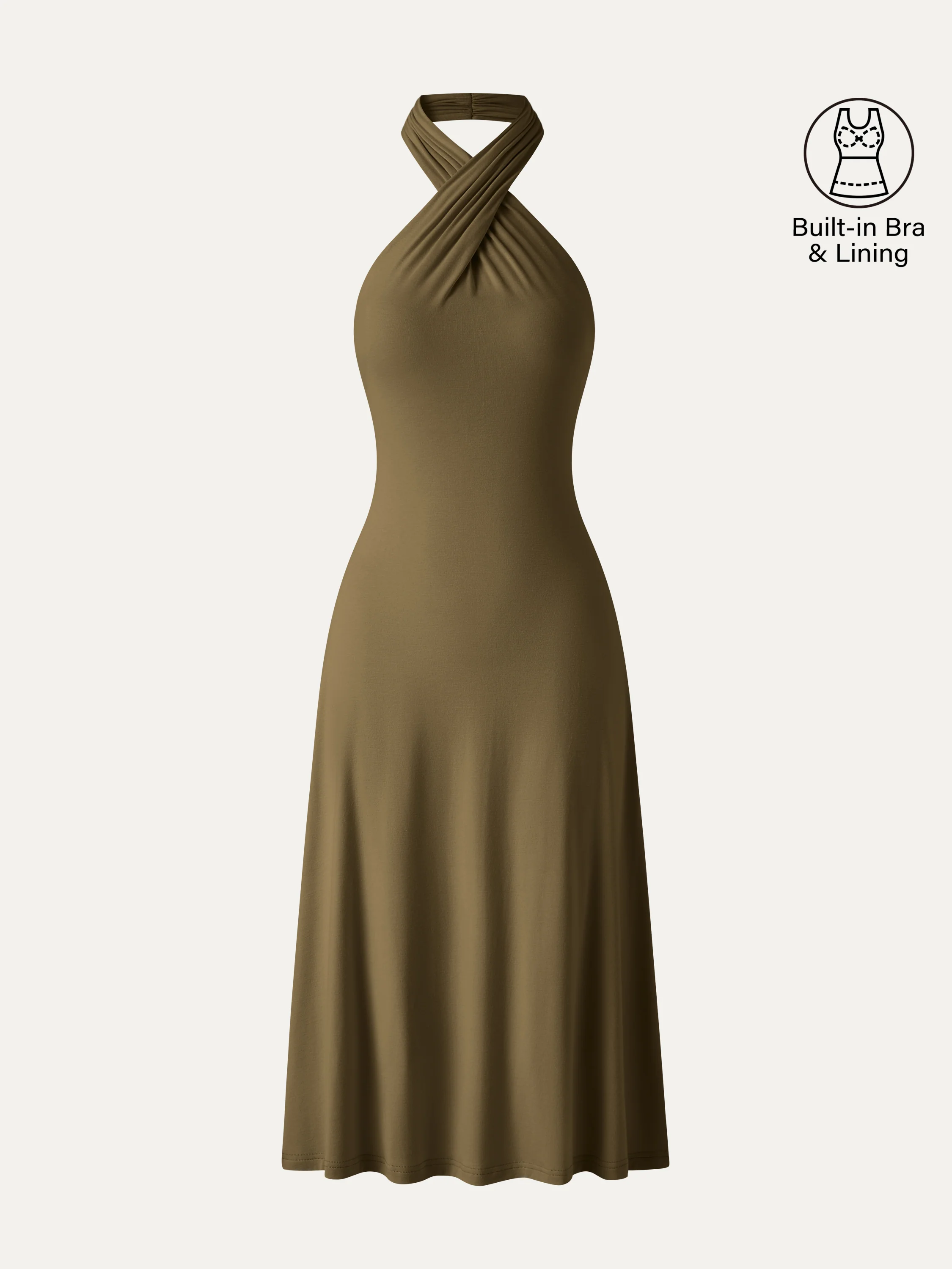 CoolTouch Criss-Cross Halter Open-Back Midi Bra Dress - Image 11