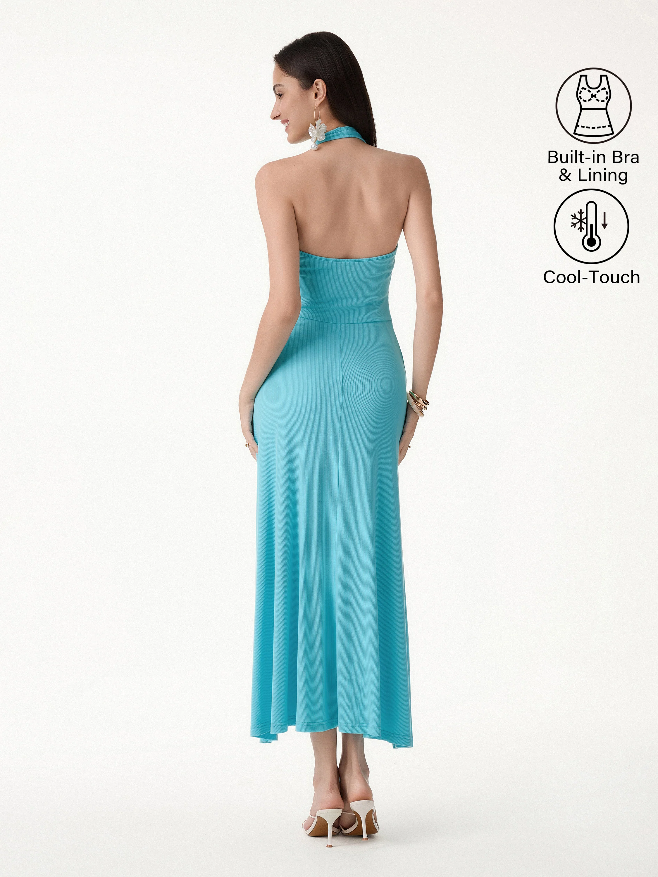 CoolTouch Halter A-Line Midi Bra Dress