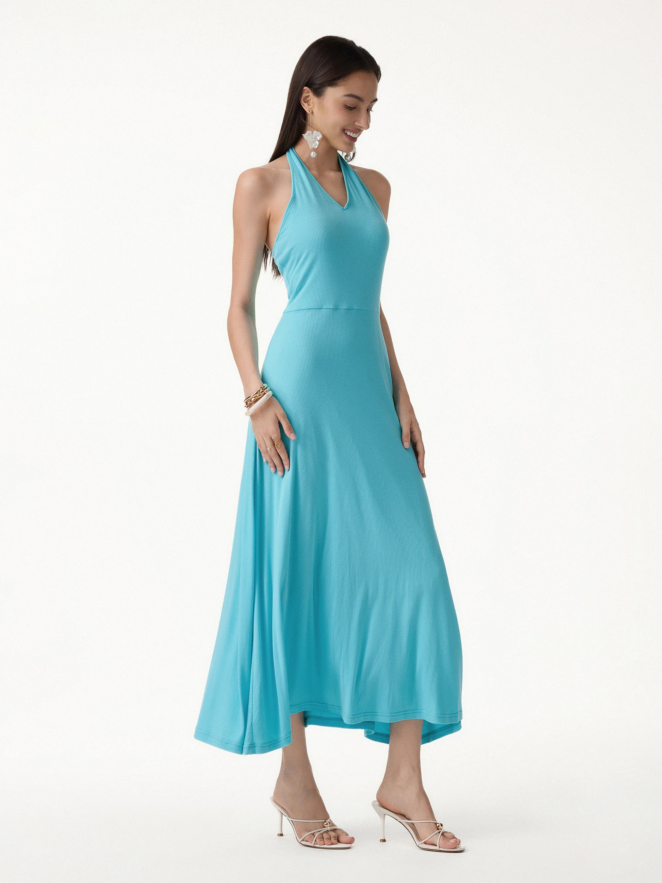 CoolTouch Halter A-Line Midi Bra Dress - Image 4