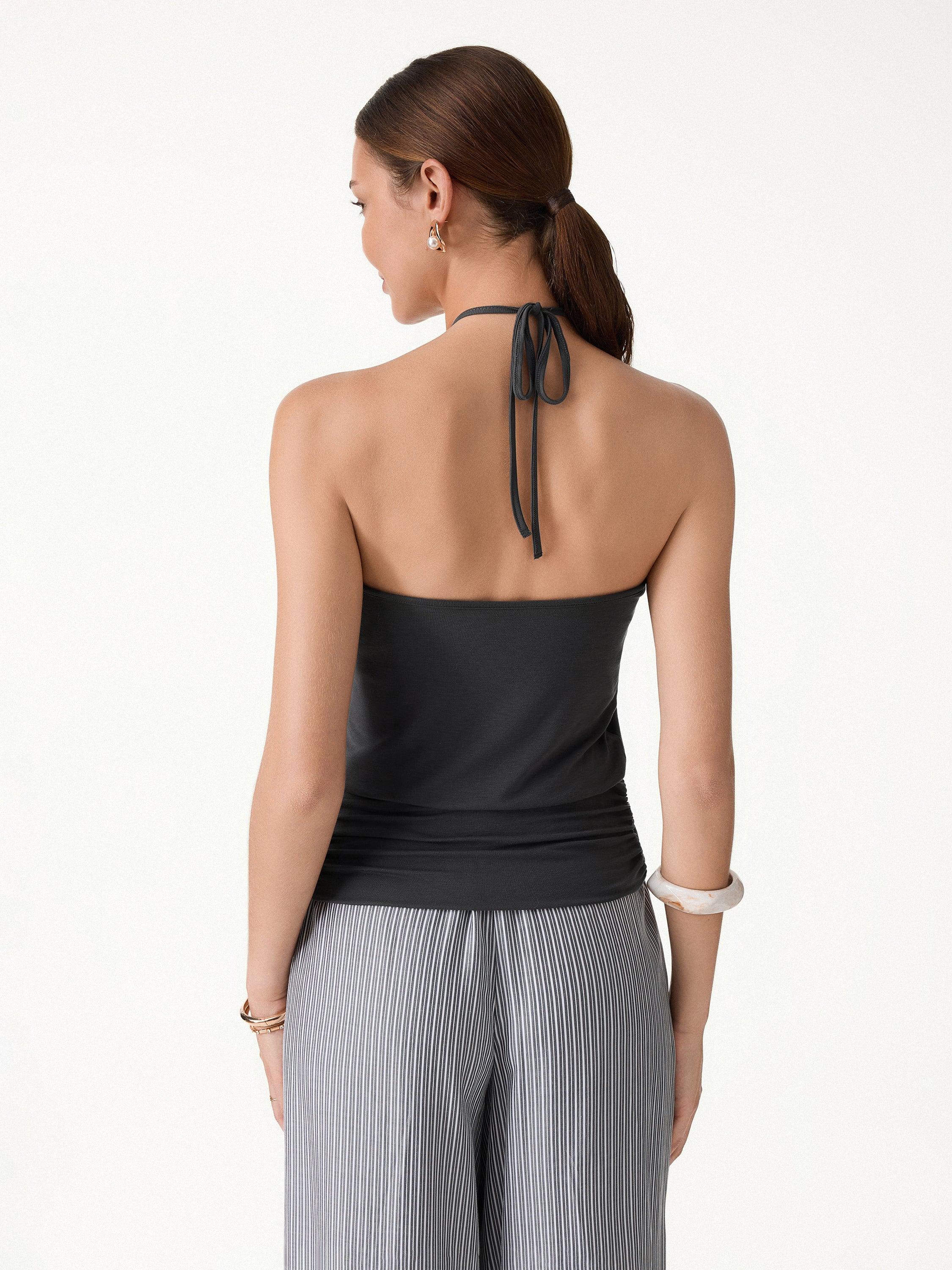 CoolTouch Halter Ruched Hem Bra Top - Image 2