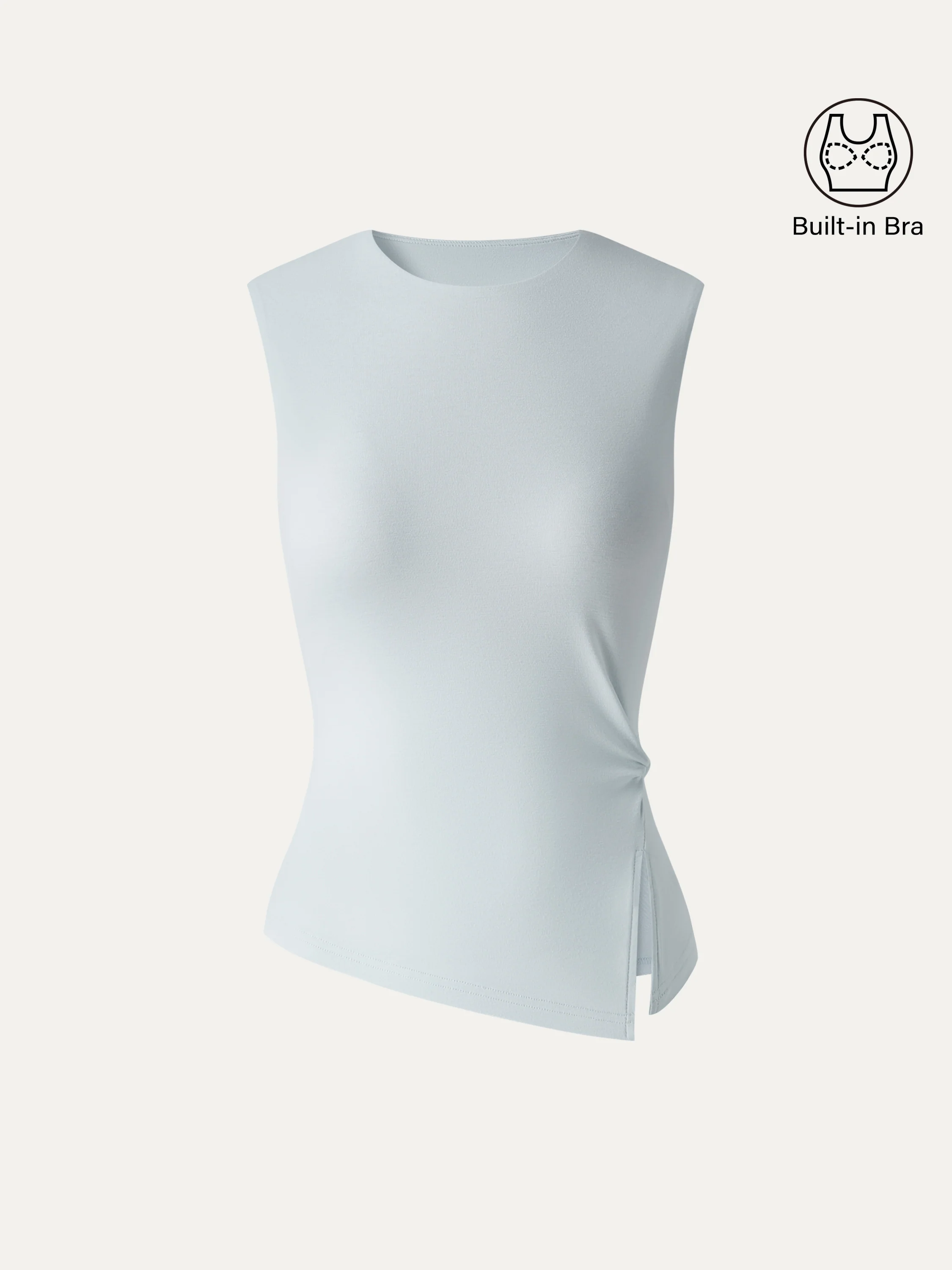 CoolTouch Round Neck Twisted Bra Tank with Slit - Image 7