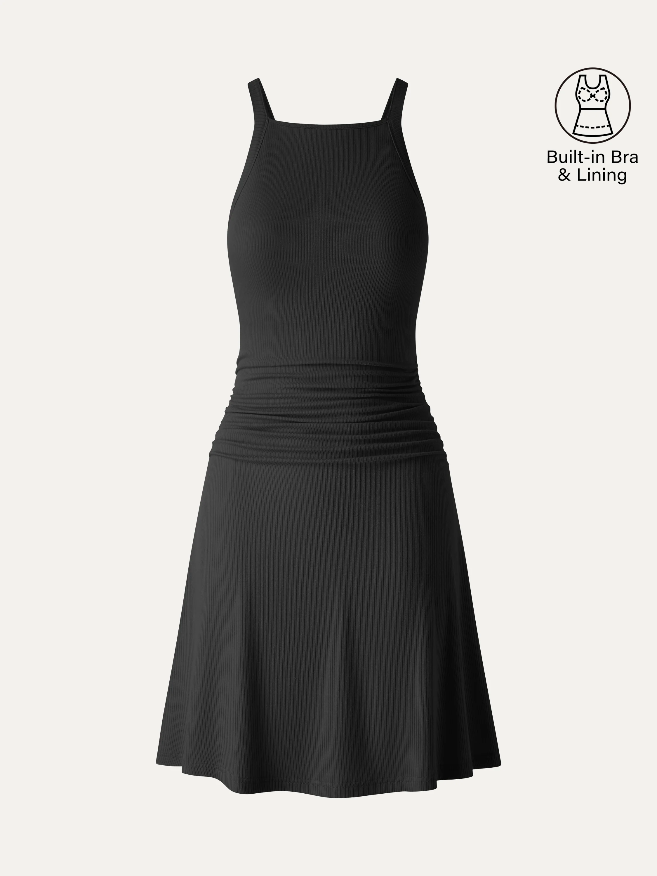 CoolTouch Square Neck Ruched Mini Bra Dress - Image 12
