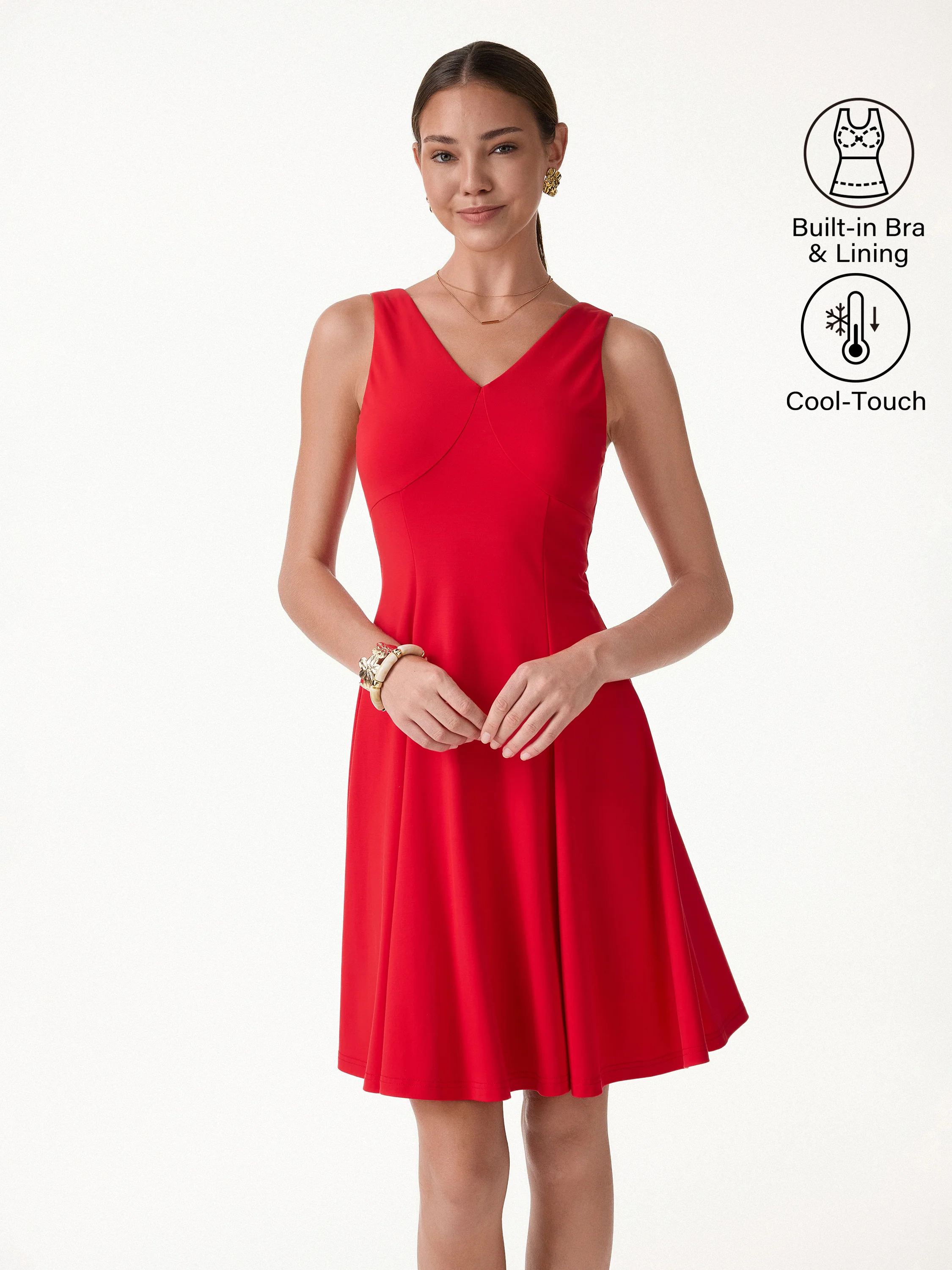 CoolTouch V-Neck Travel Mini Dress with Pockets - Image 3