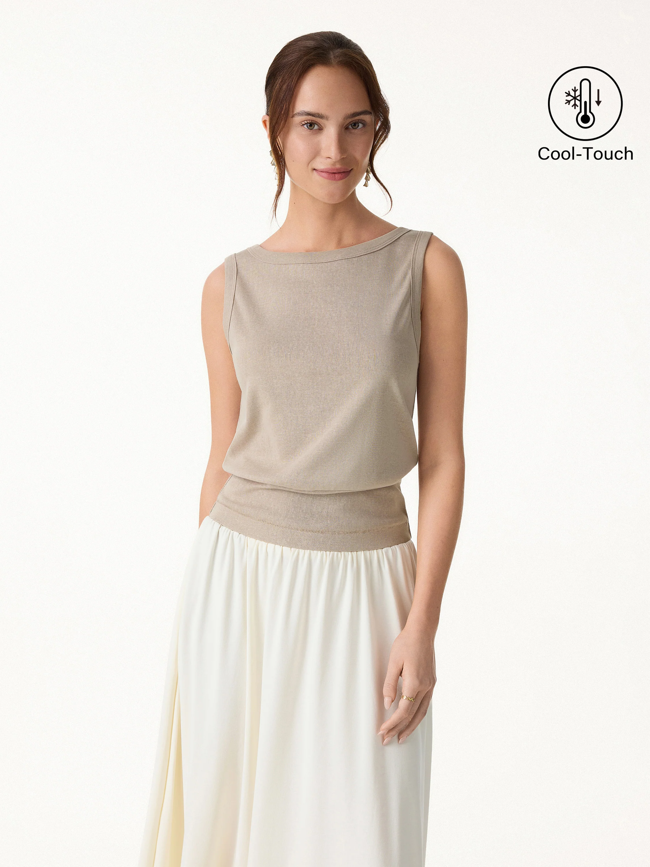 Cotton-Linen Blend Reversible Boatneck Low Back Top - Image 12