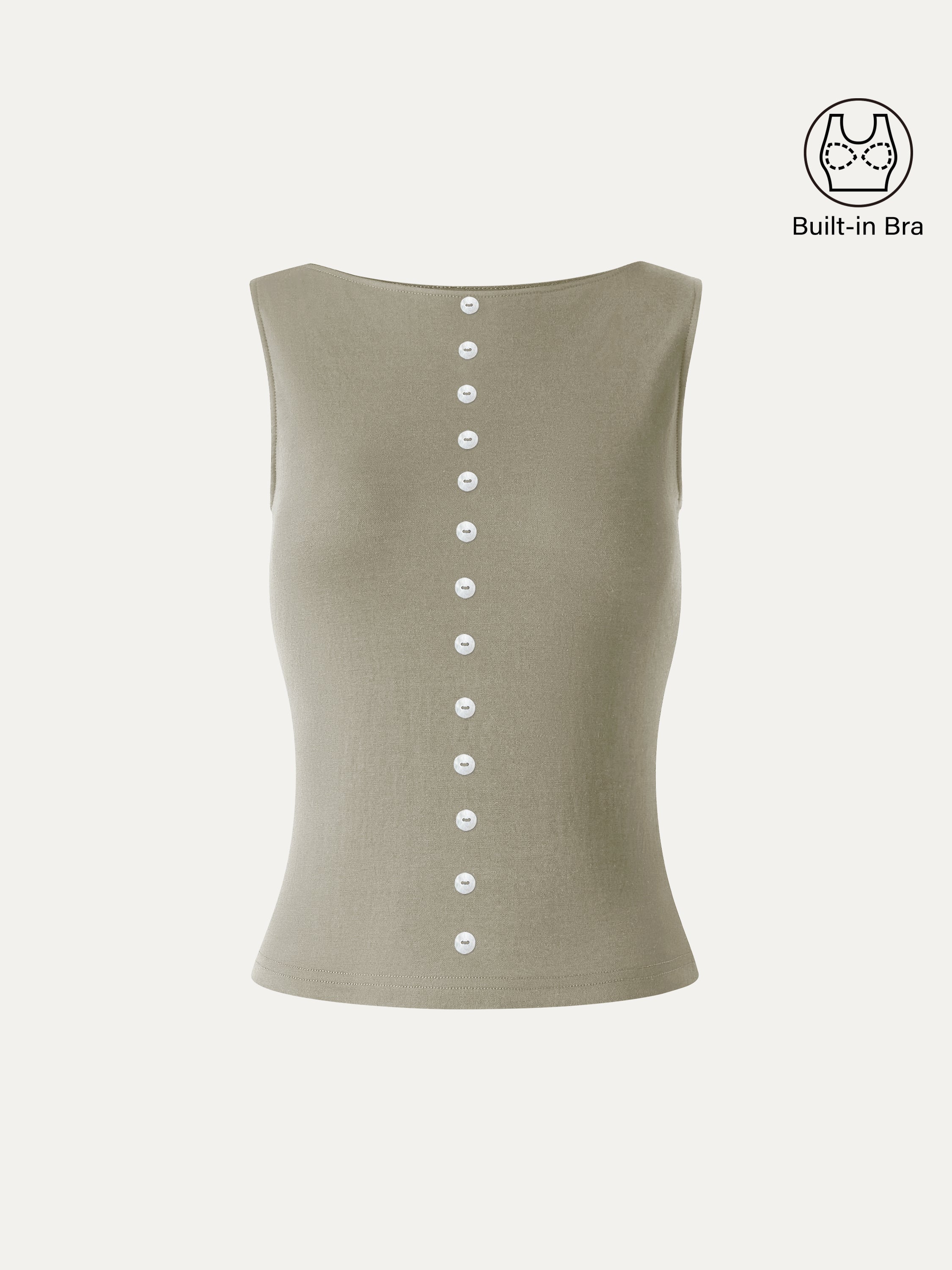 Cotton-Linen Boatneck Cropped Bra Top - Image 10