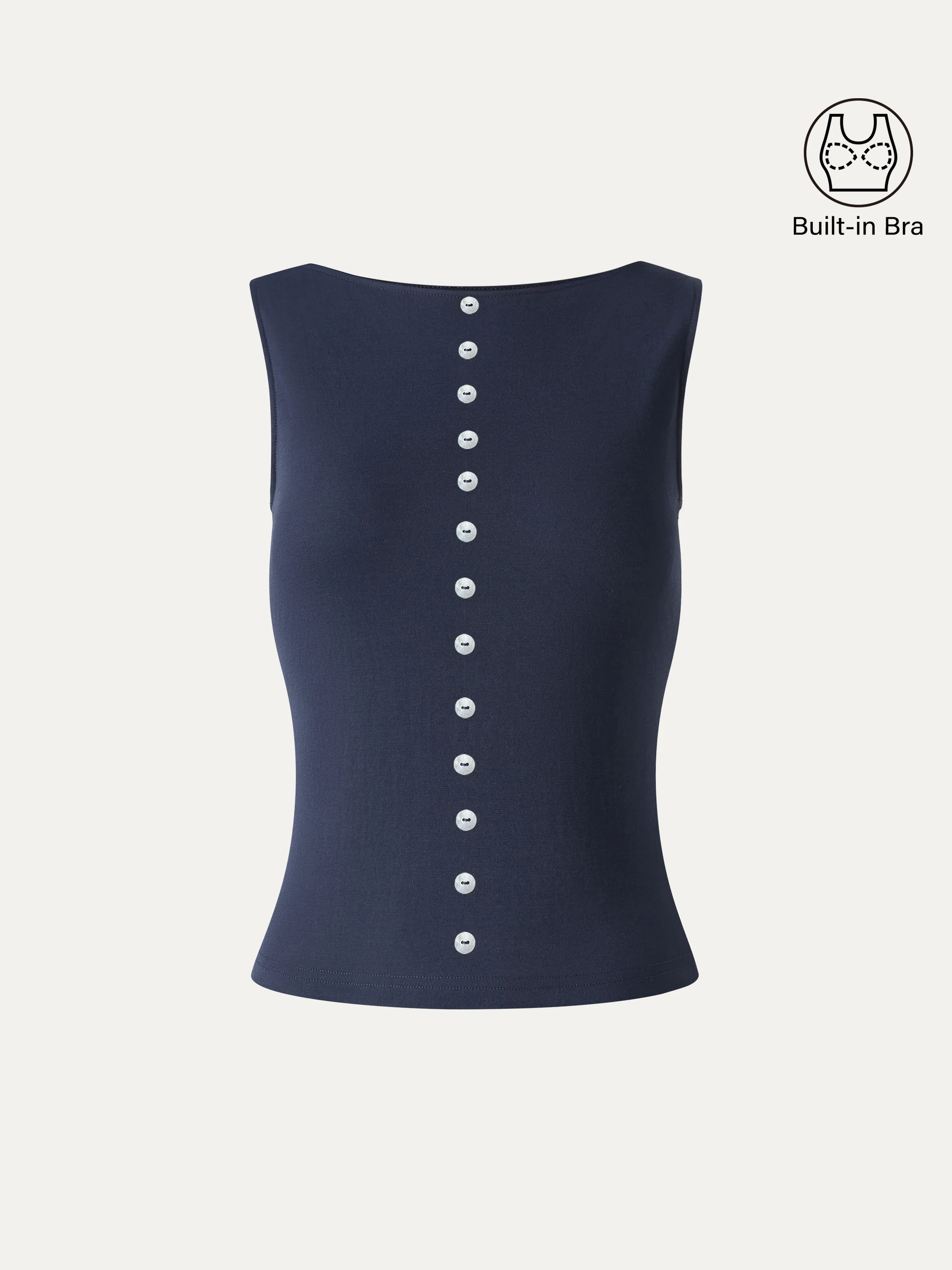 Cotton-Linen Boatneck Cropped Bra Top - Image 7