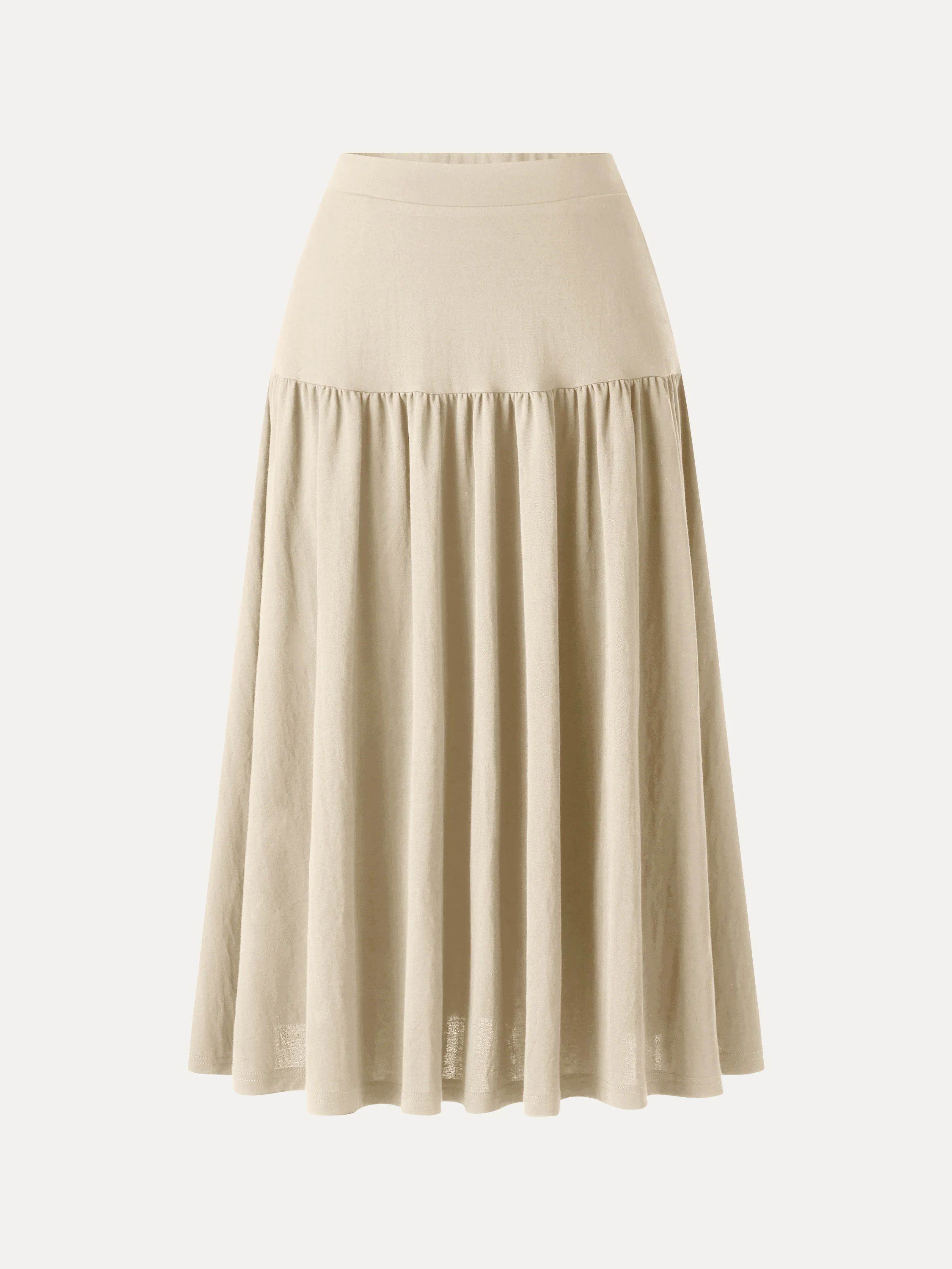 Cotton-Linen Gathered Midi Skirt with Pockets - Image 10