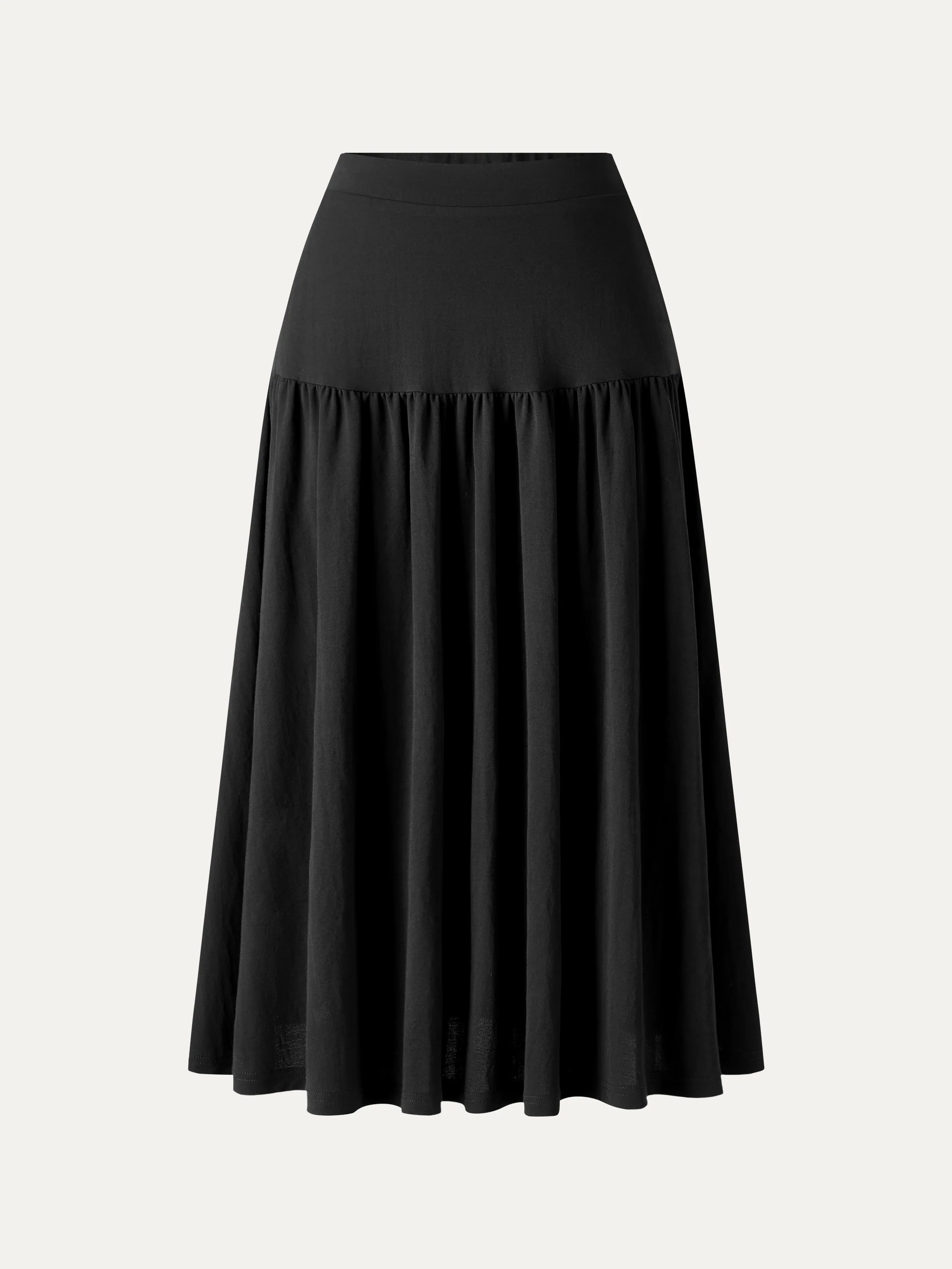 Cotton-Linen Gathered Midi Skirt with Pockets - Image 12