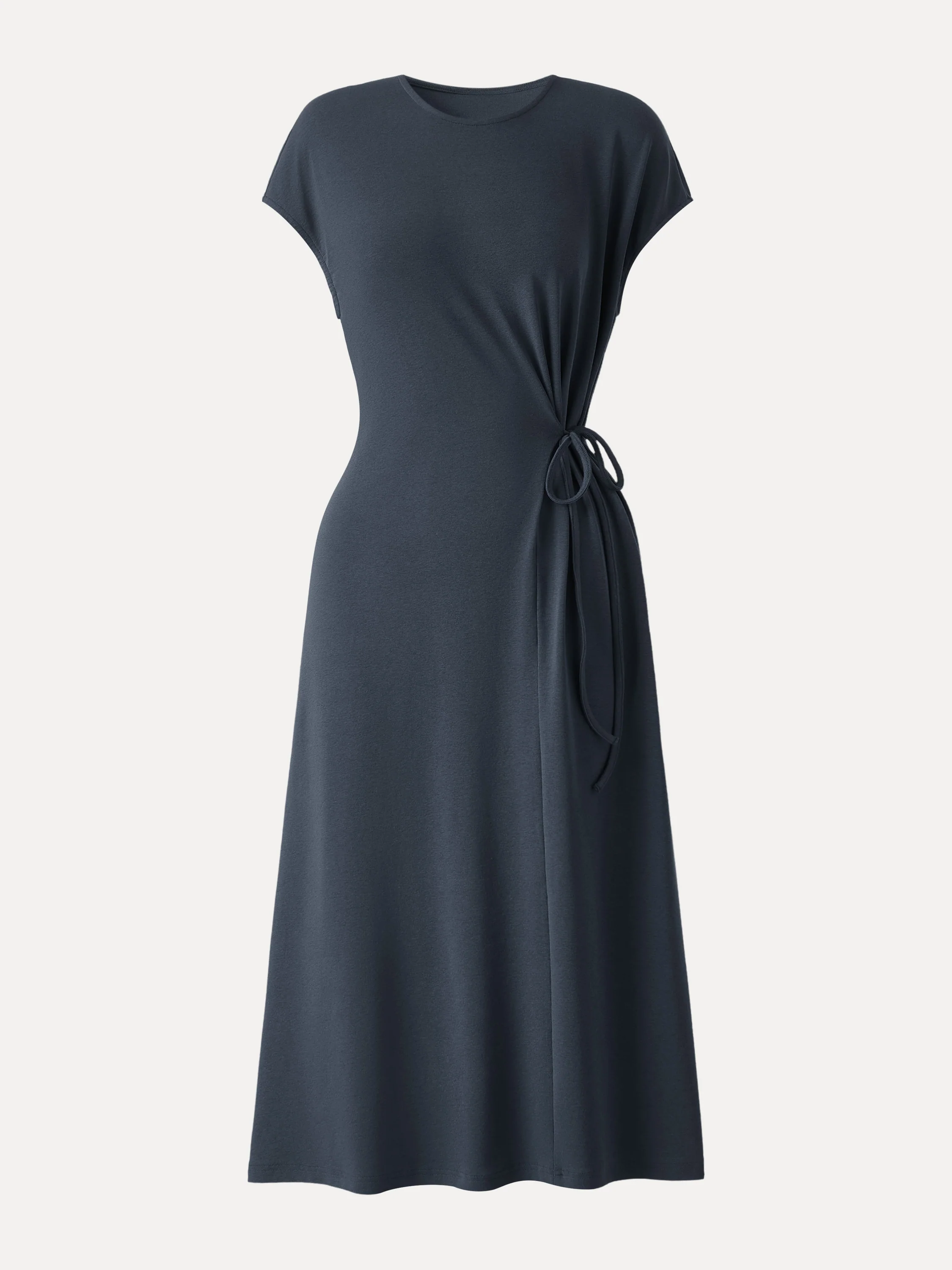 Cotton Lyocell Easy Airy Midi Dress with Self-Tie - Image 9