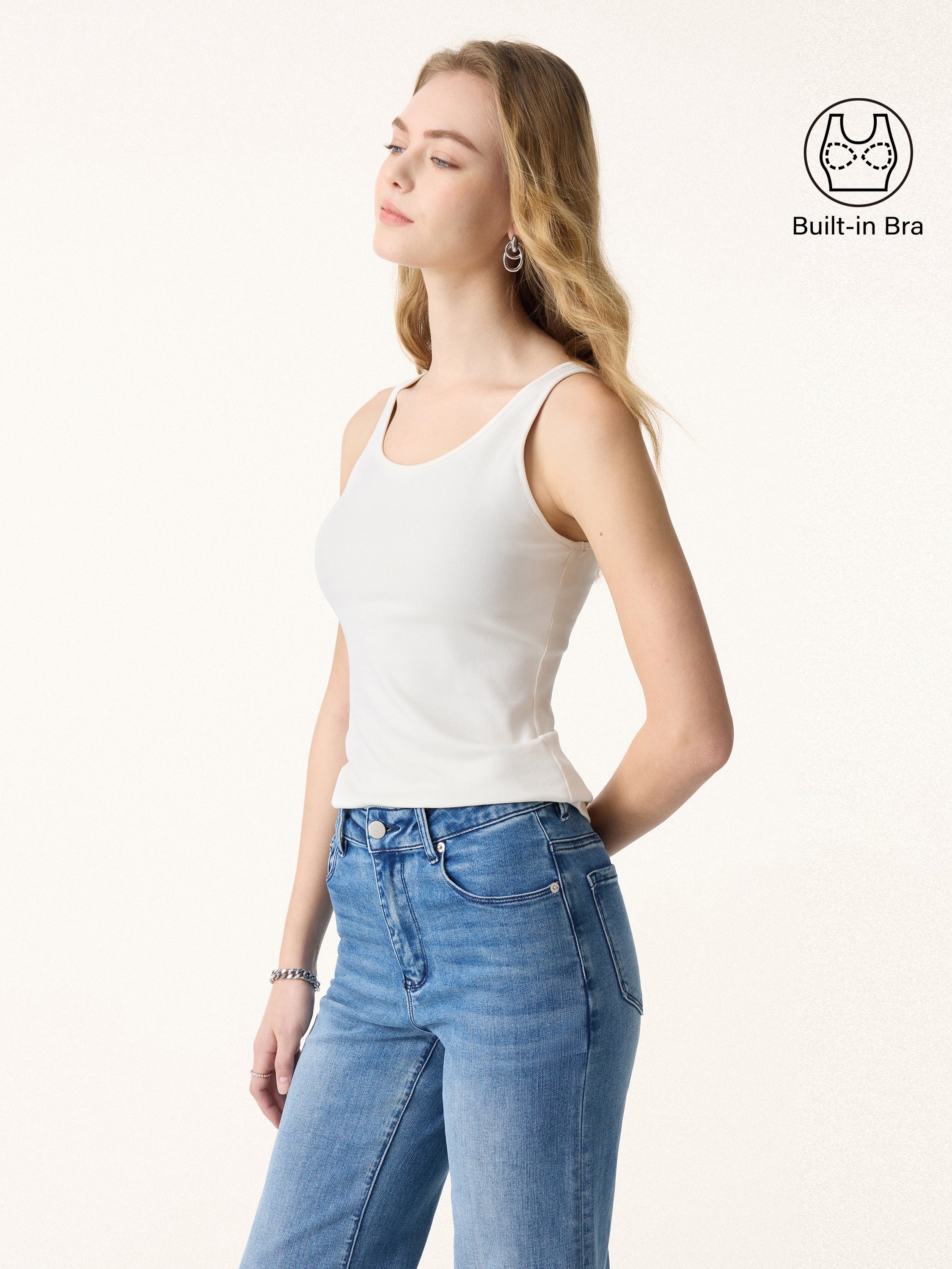 Cotton Lyocell U-Neck Bra Tank - Image 3