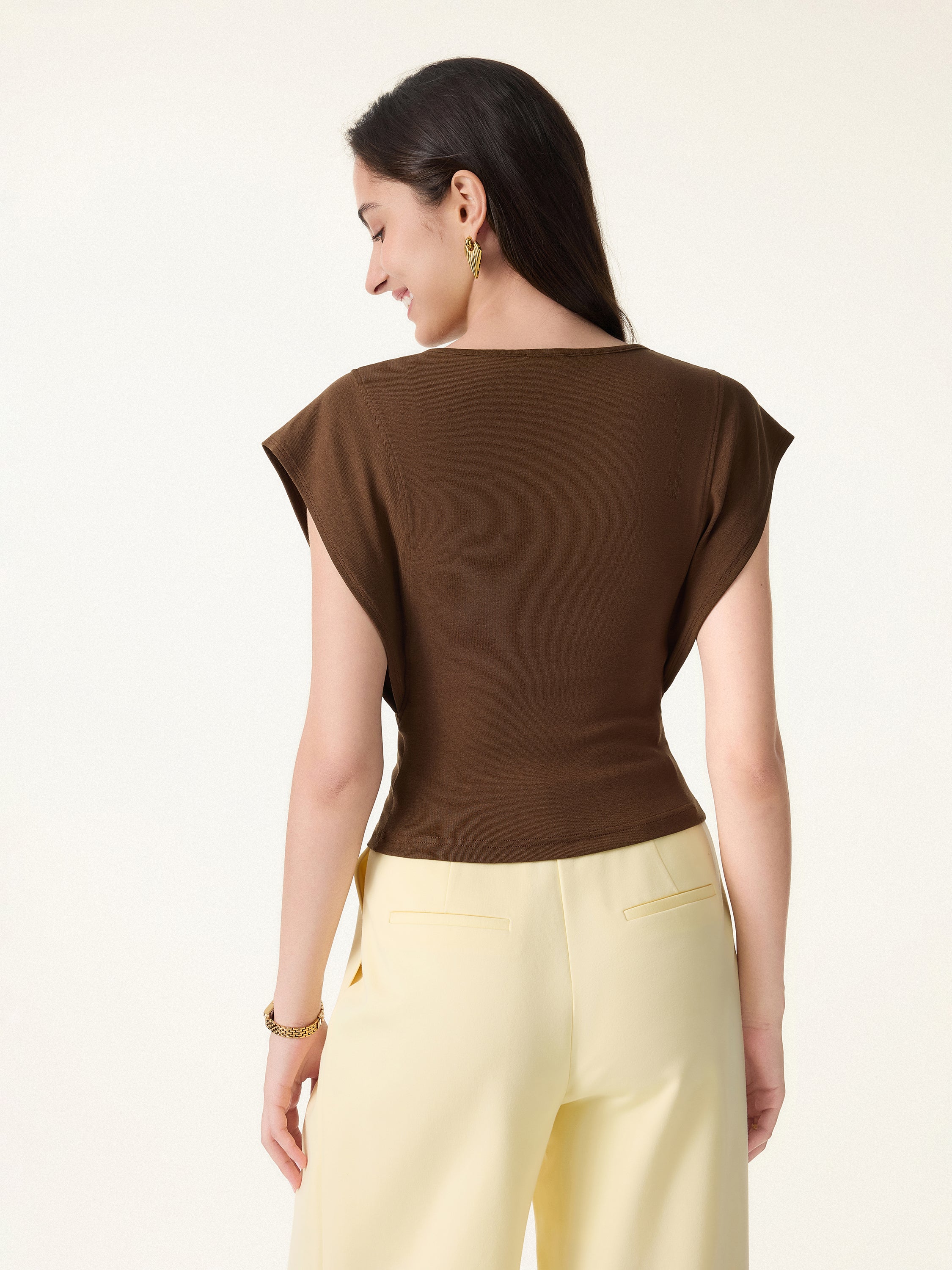 Cotton Lyocell V-Neck Summer Tee - Image 4