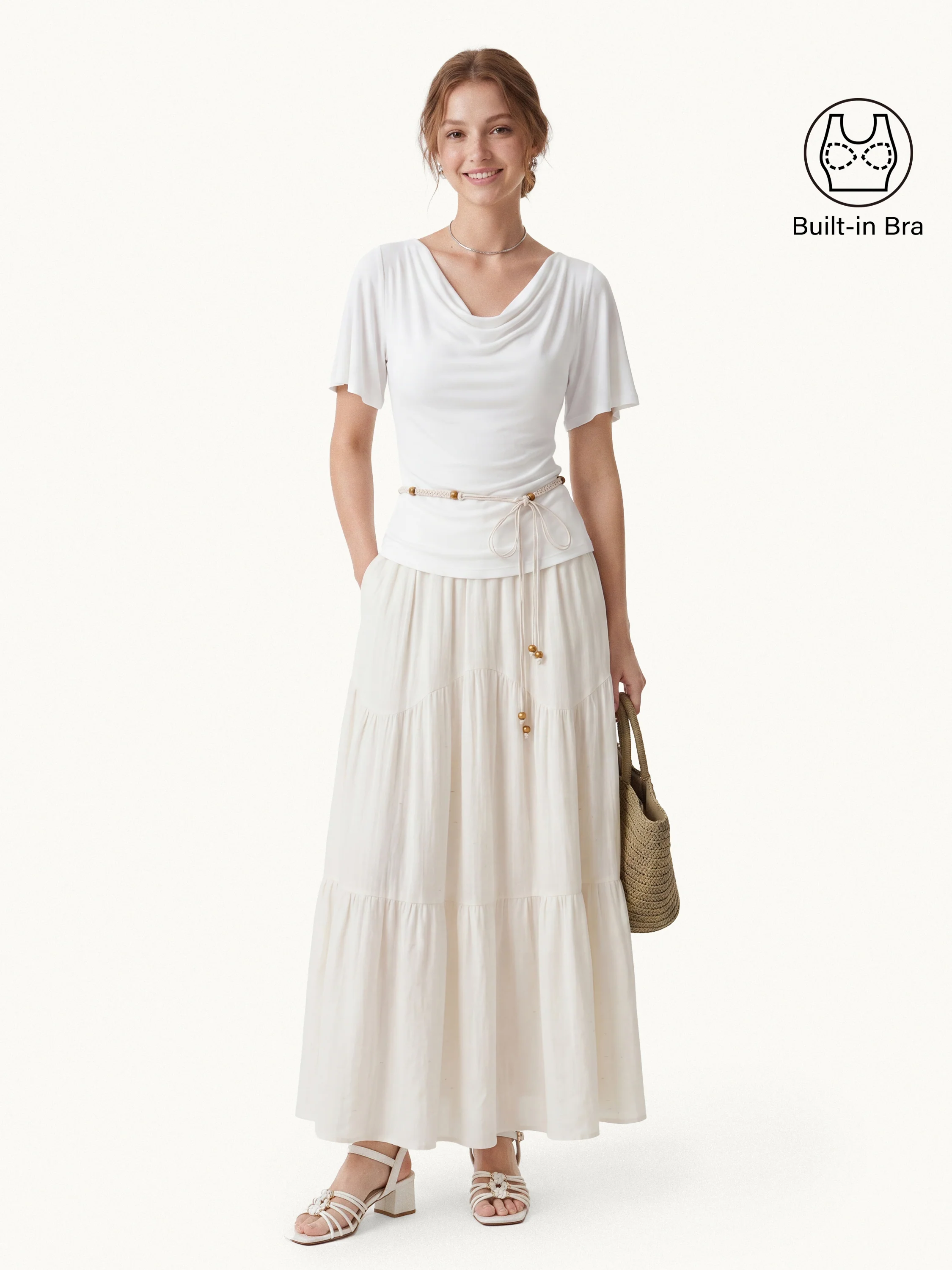 Cowl Neck Flutter Sleeve Bra Top - Image 7