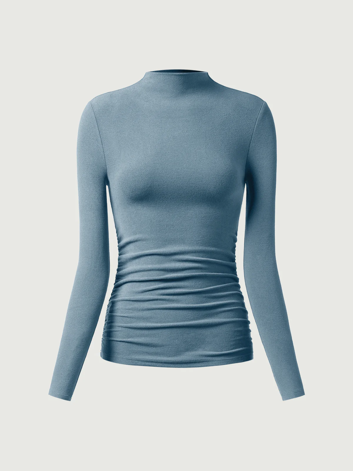 Thermal Ruched Sides Tuckable Mockneck Top - Image 11
