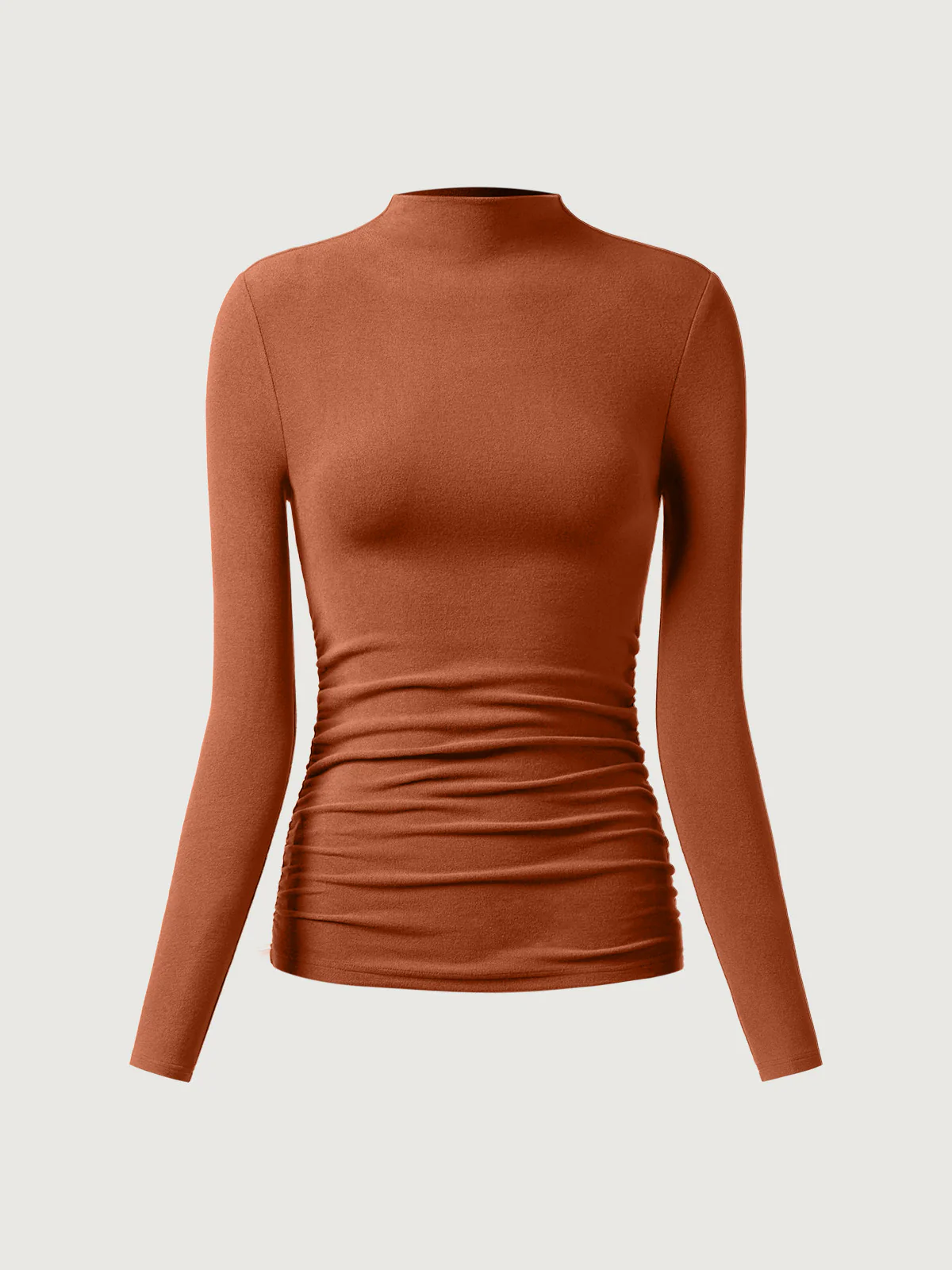 Thermal Ruched Sides Tuckable Mockneck Top - Image 14