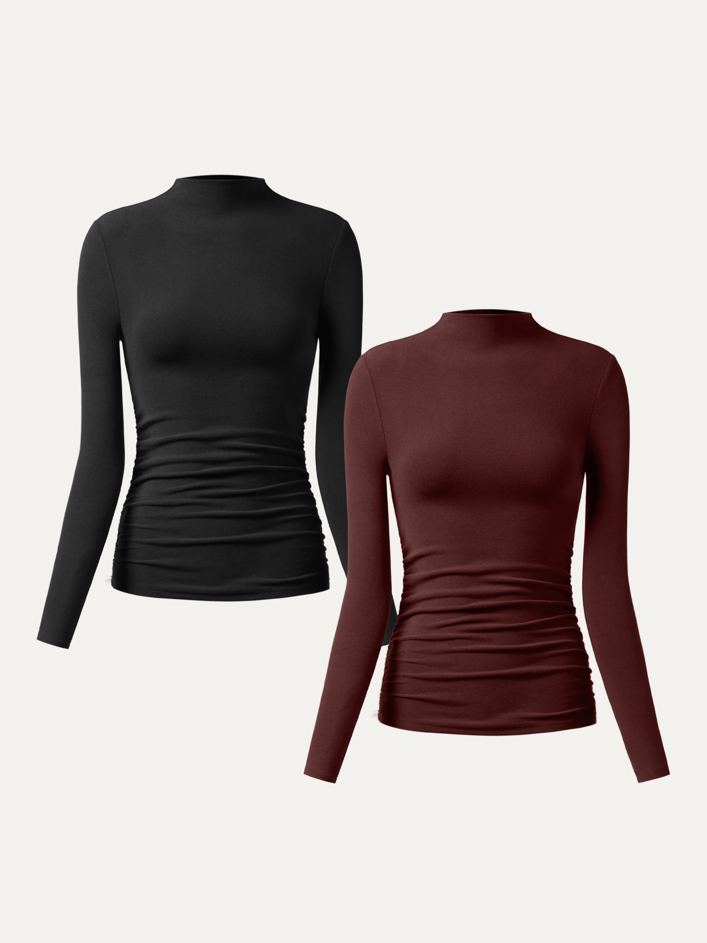 Thermal Ruched Sides Tuckable Mockneck Top - Image 16