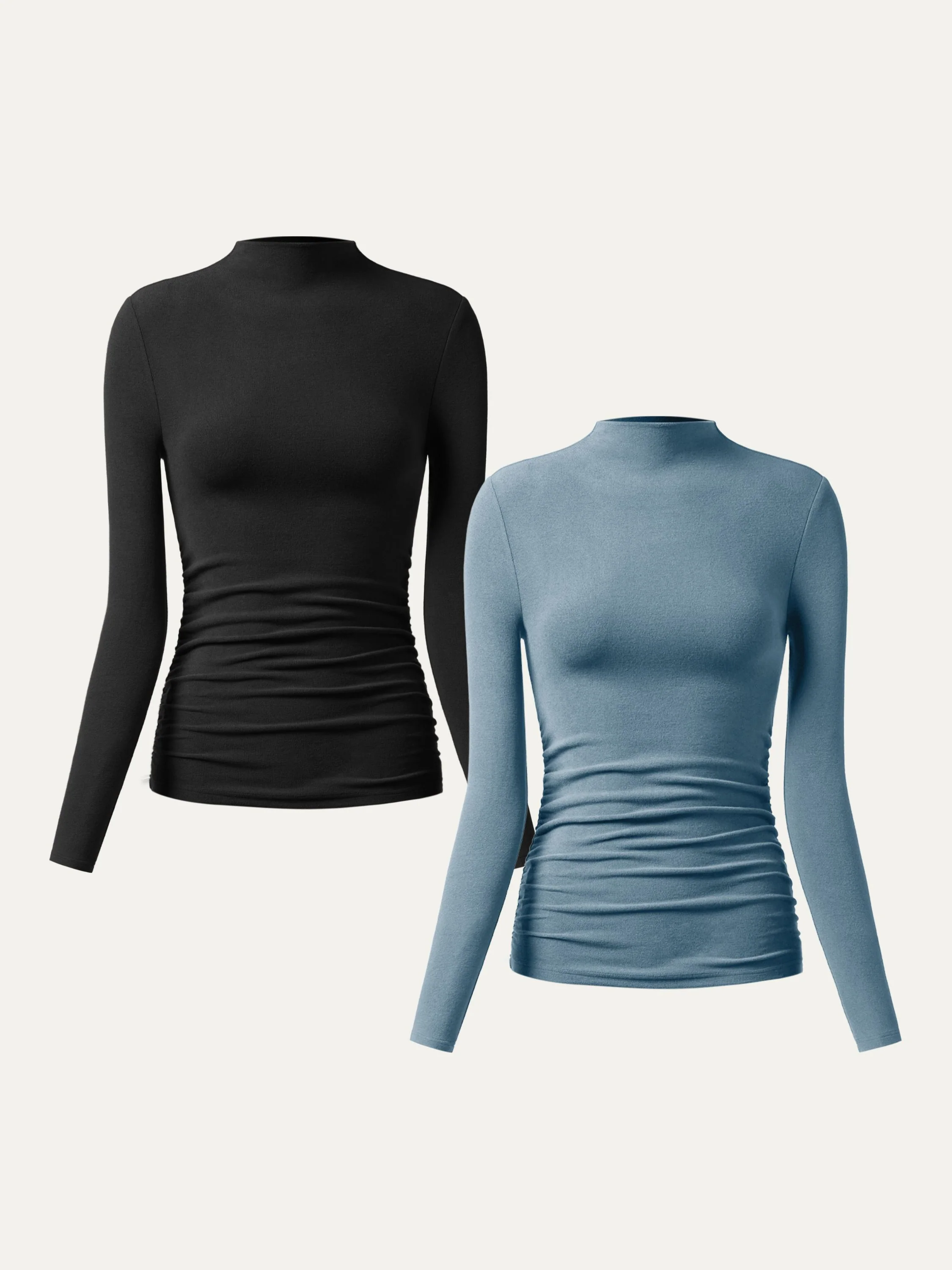 Thermal Ruched Sides Tuckable Mockneck Top - Image 18