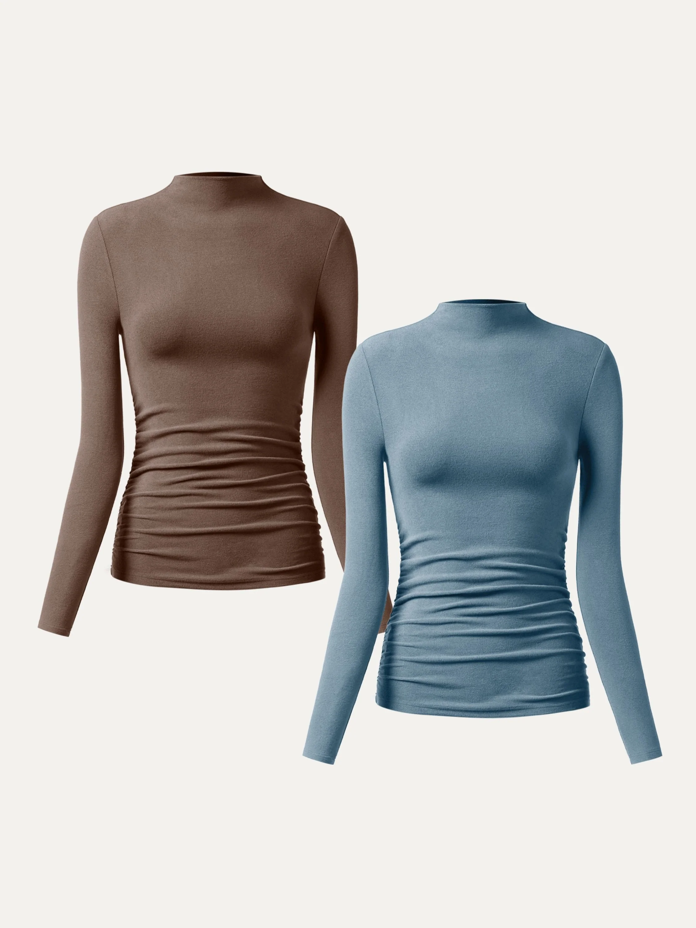 Thermal Ruched Sides Tuckable Mockneck Top - Image 20