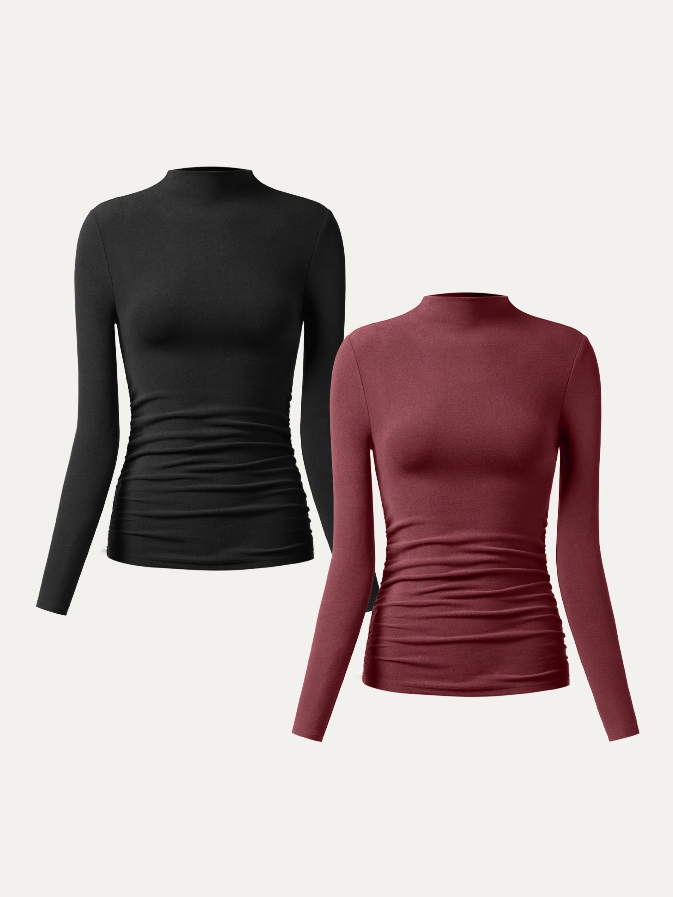 Thermal Ruched Sides Tuckable Mockneck Top - Image 22