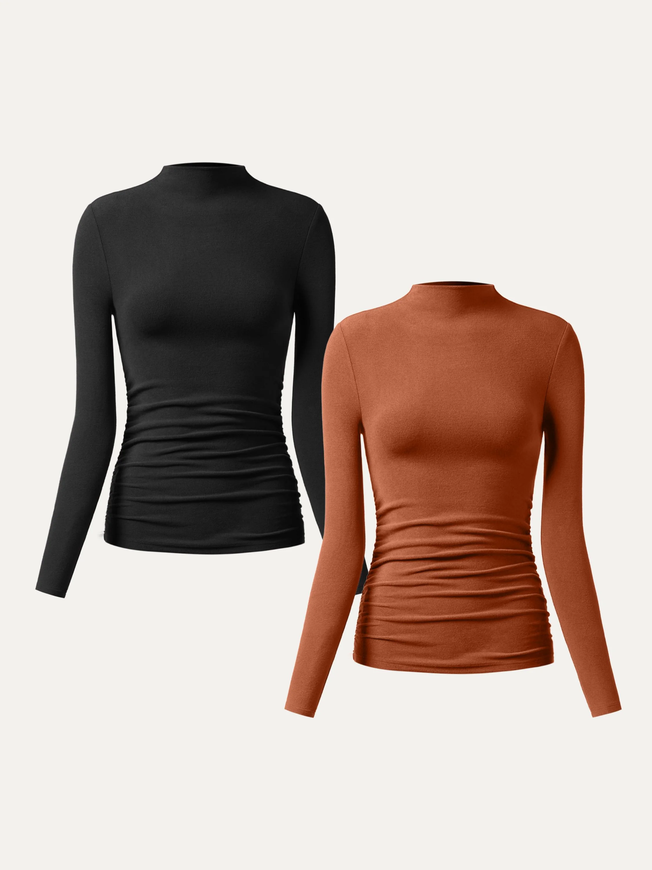 Thermal Ruched Sides Tuckable Mockneck Top - Image 23