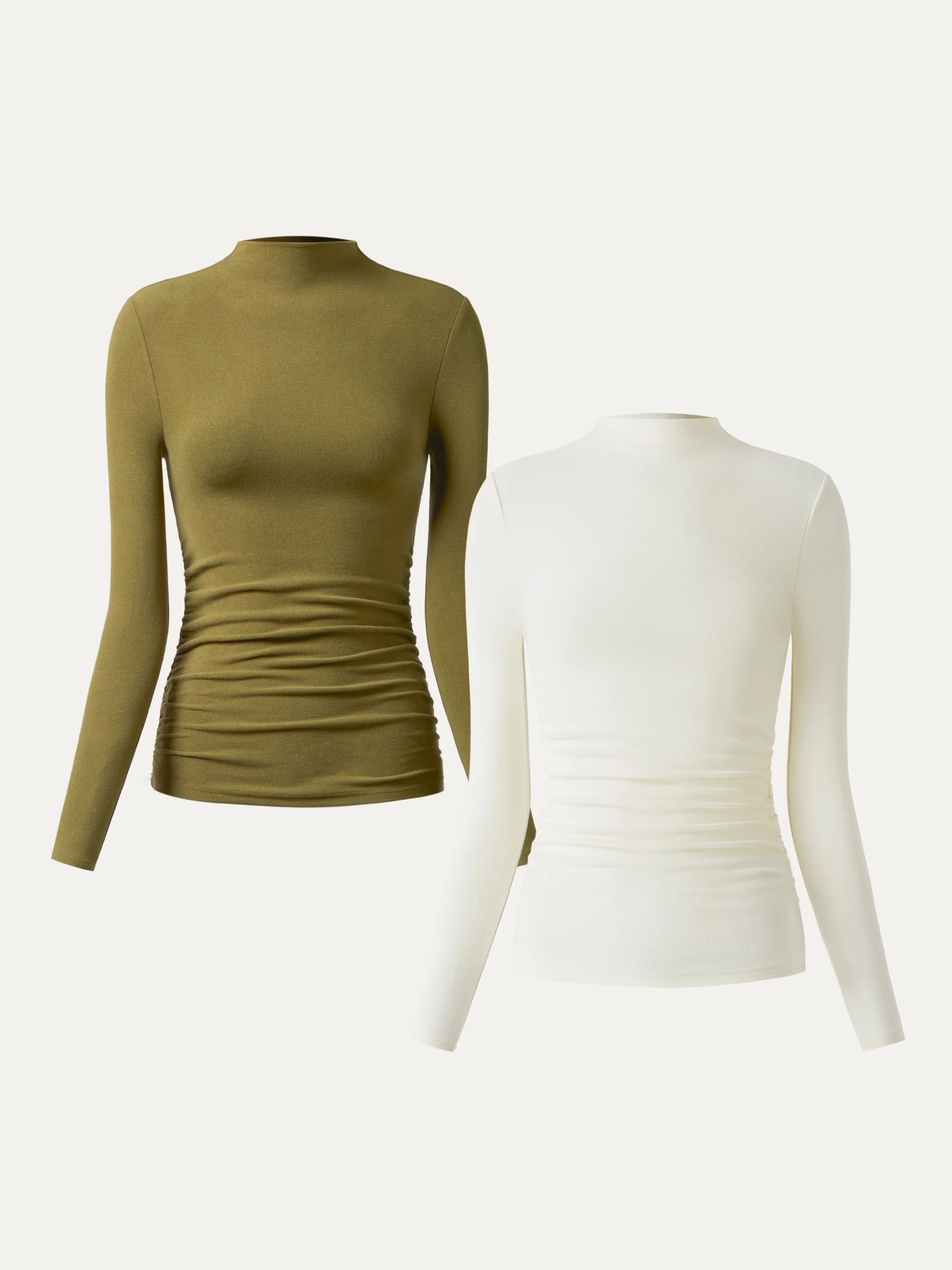 Thermal Ruched Sides Tuckable Mockneck Top - Image 25