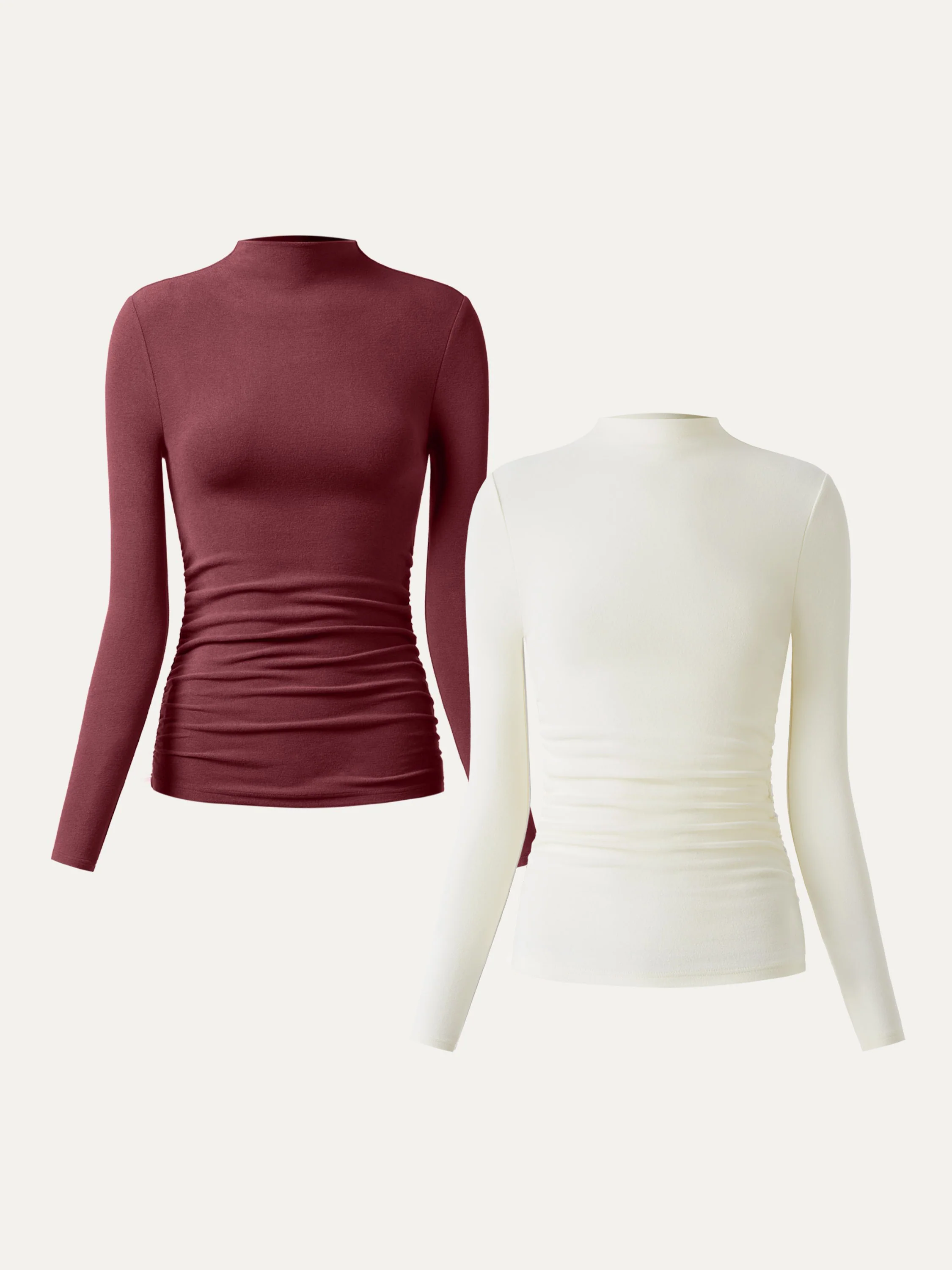 Thermal Ruched Sides Tuckable Mockneck Top - Image 28