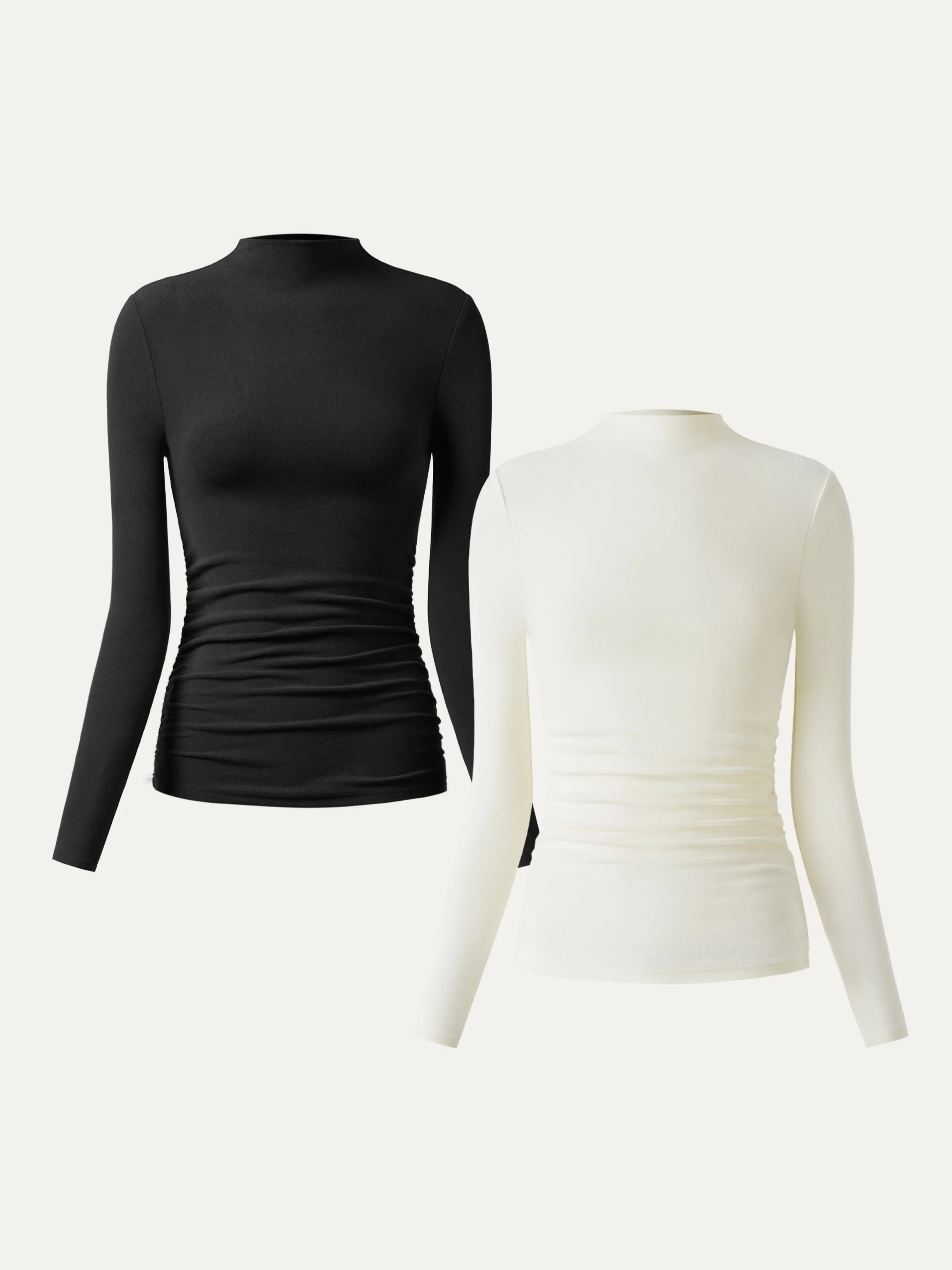 Thermal Ruched Sides Tuckable Mockneck Top - Image 30